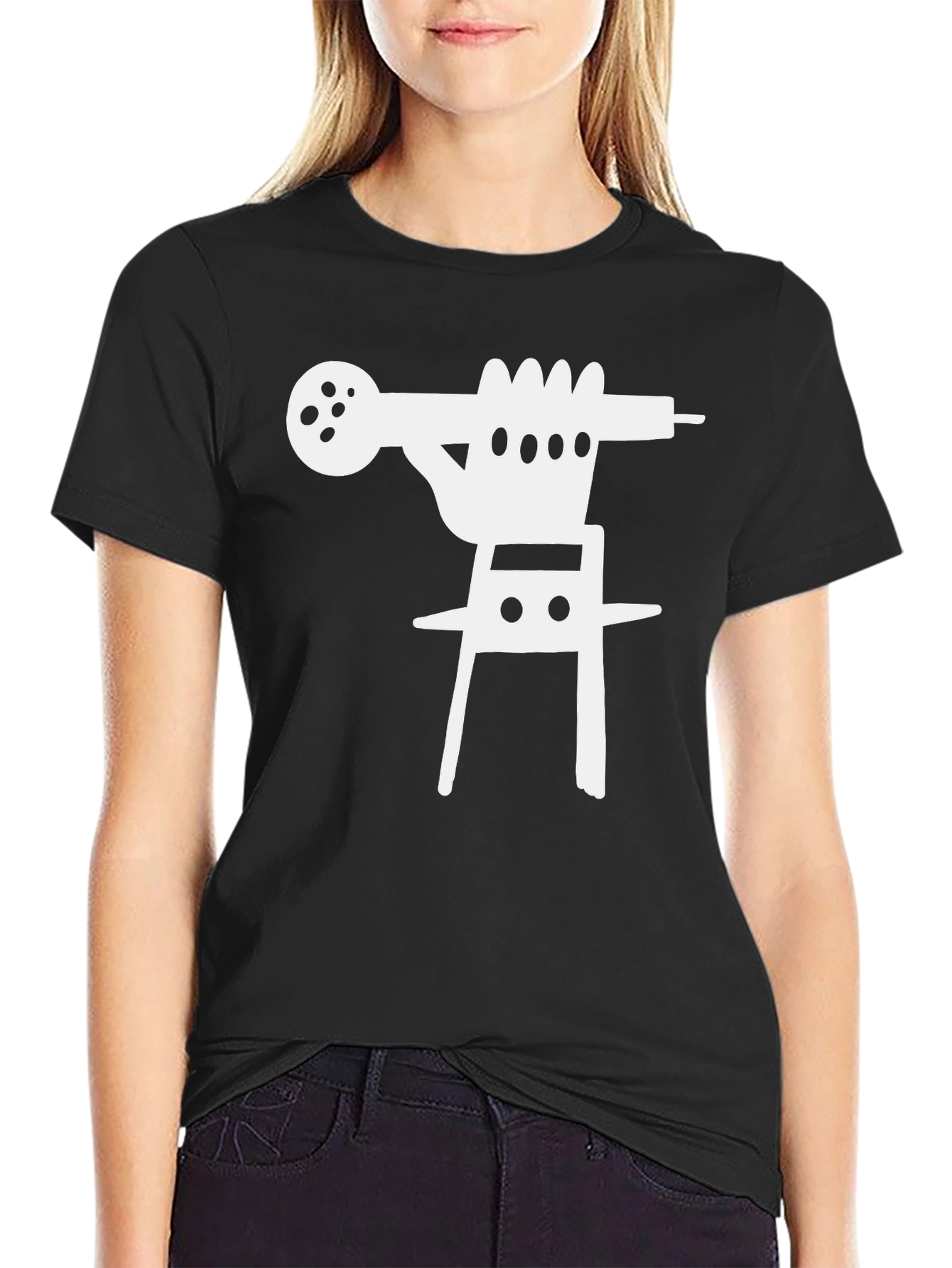 Abstract Graphic Print Tee - Black