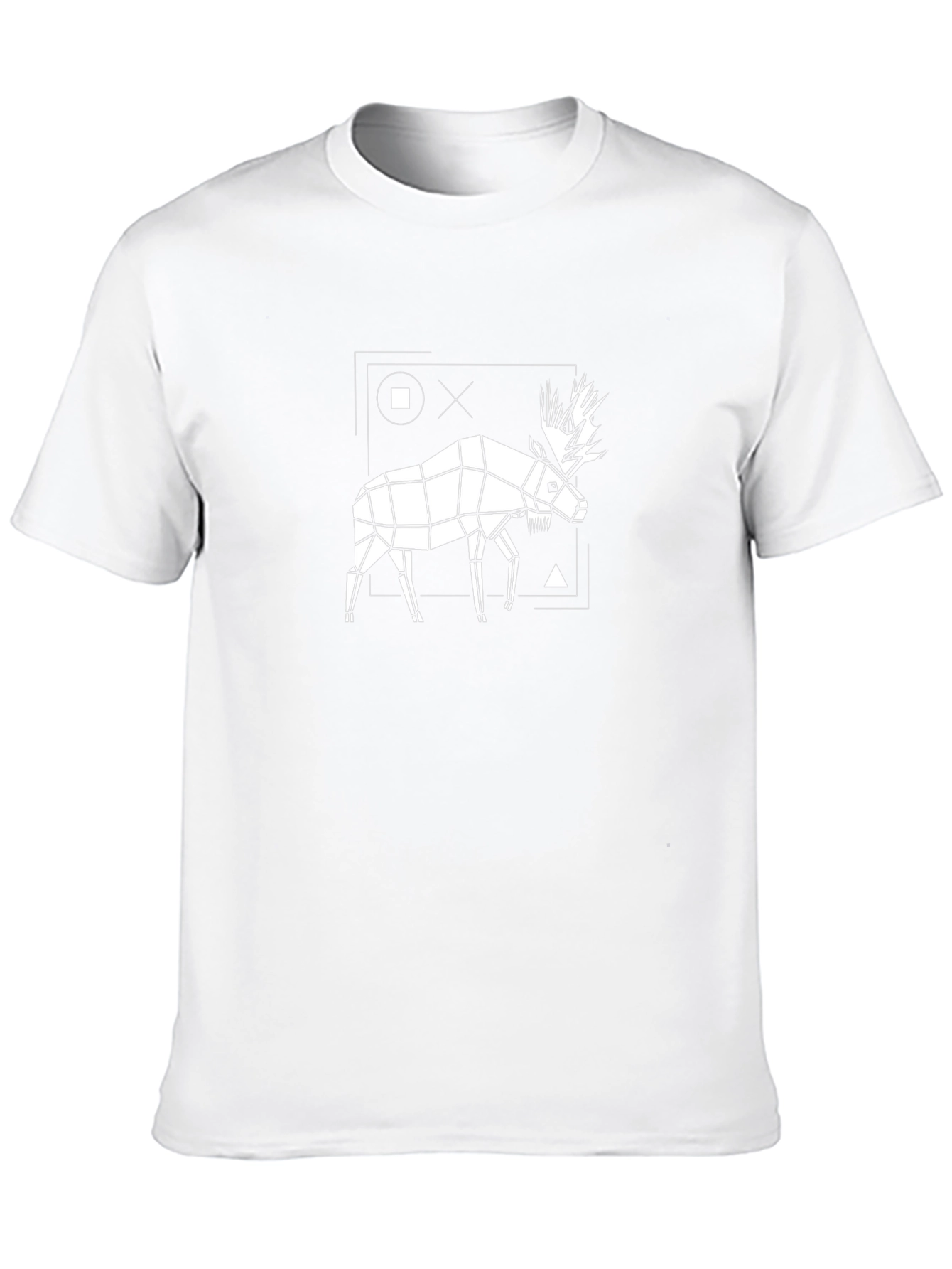 Geometric Moose Graphic T-Shirt - Black