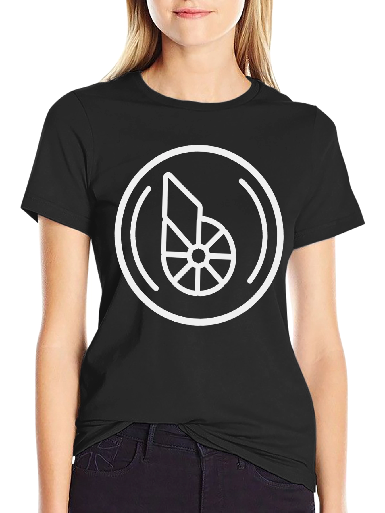 Geometric Circle Graphic Tee - Black