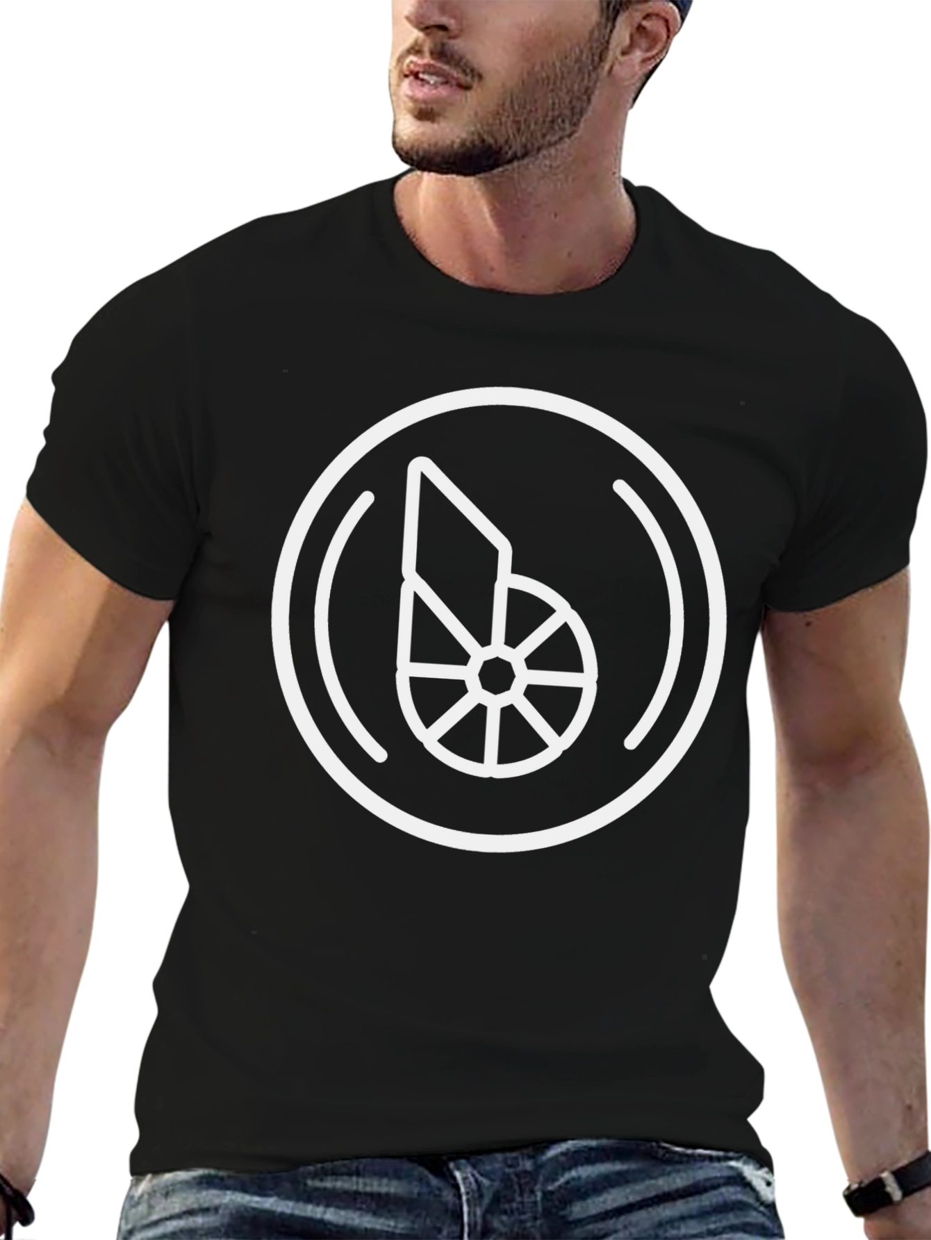 Geometric Circle Graphic Tee - Black
