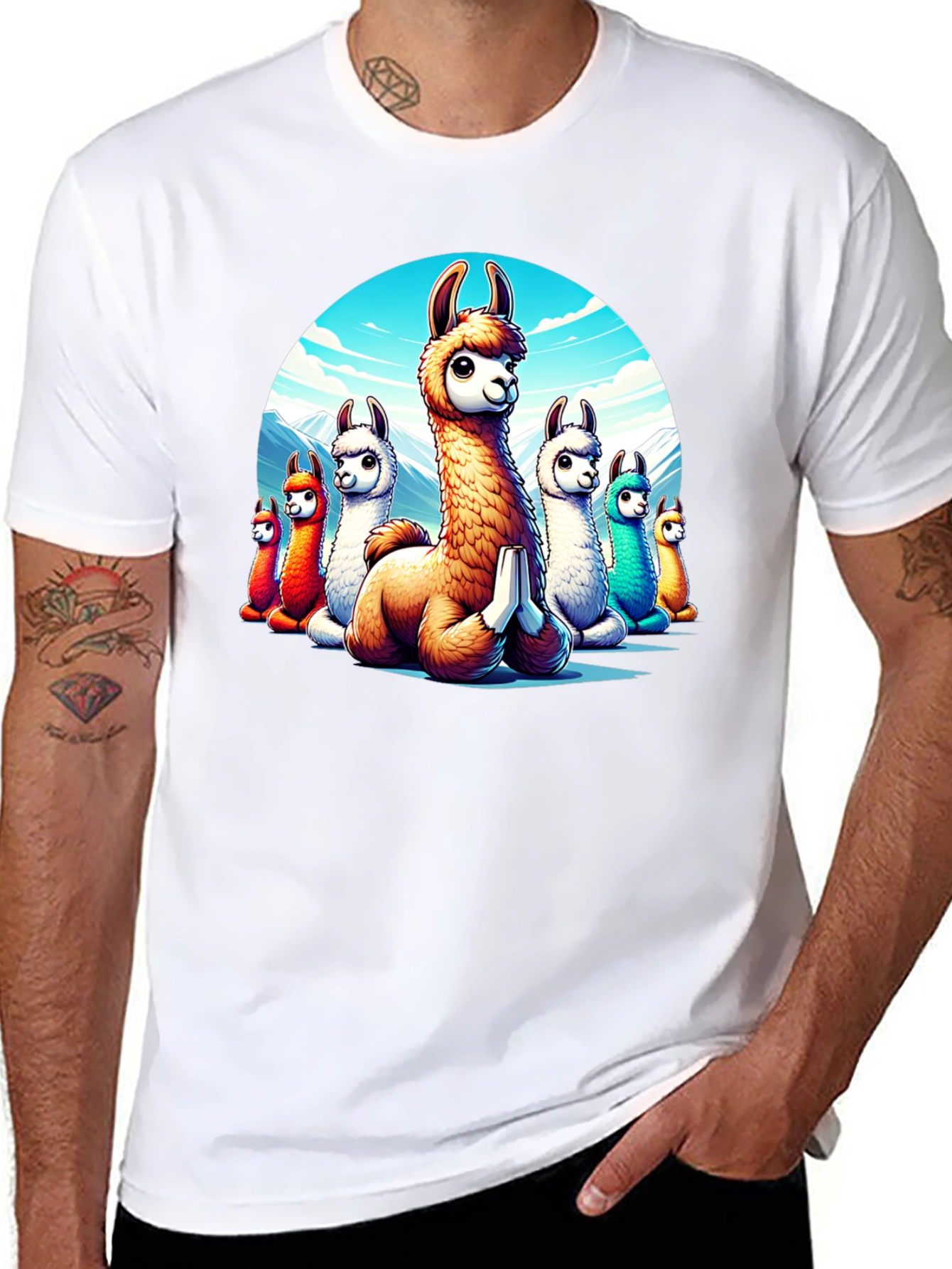 Llama Meditation T-Shirt - Cute Cartoon Alpaca Design