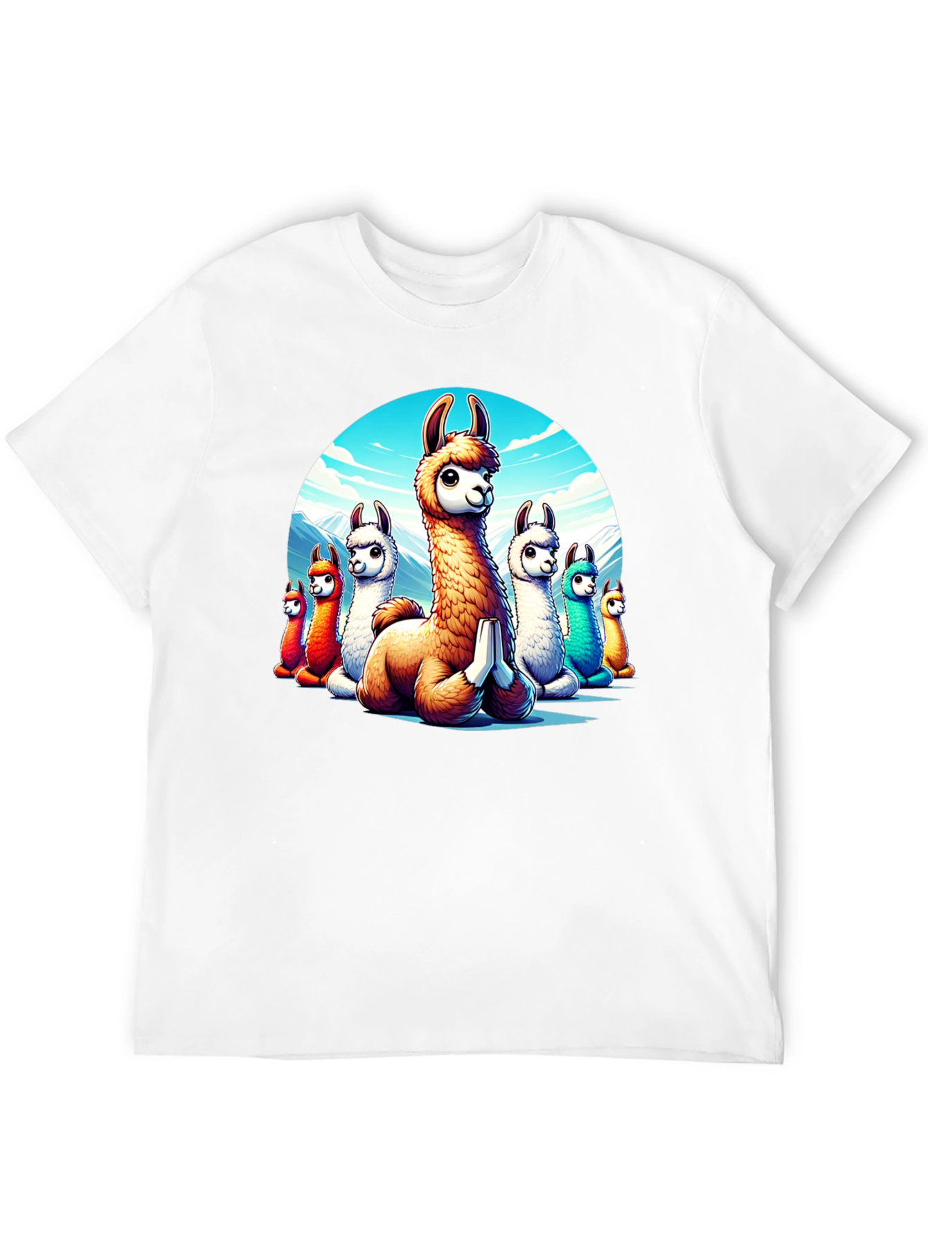 Llama Meditation T-Shirt - Cute Cartoon Alpaca Design
