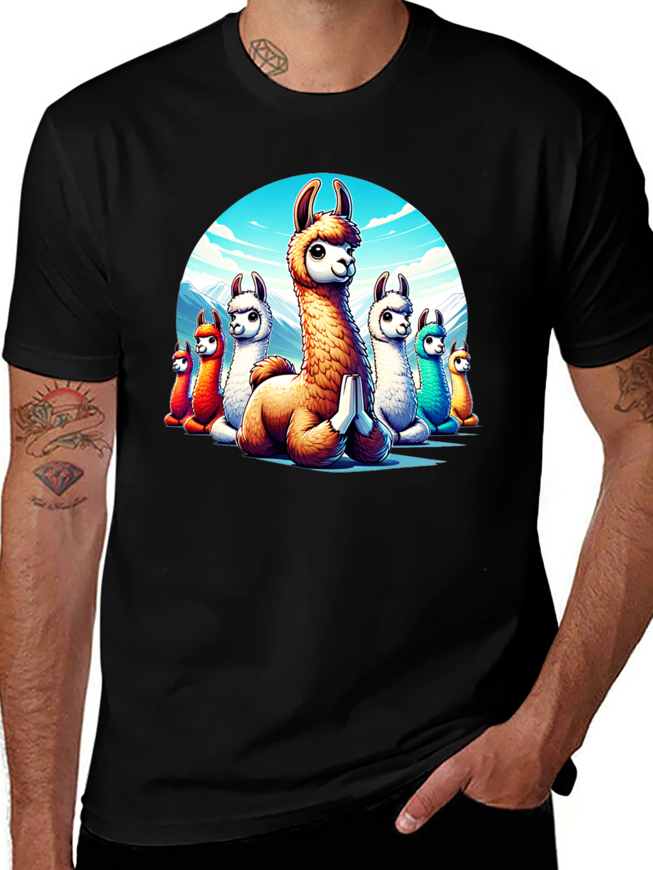 Llama Meditation T-Shirt - Cute Cartoon Alpaca Design