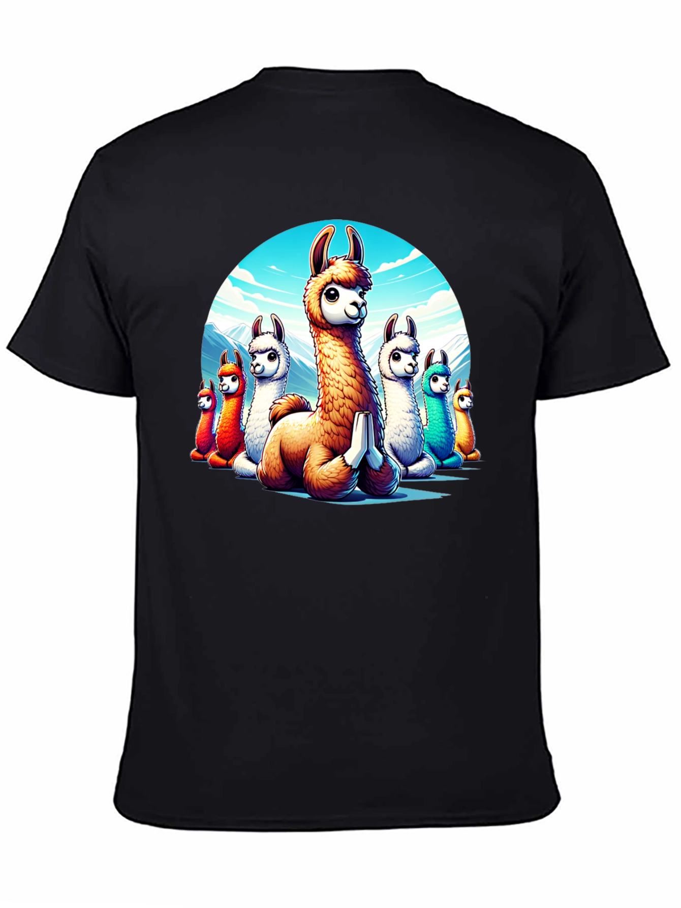 Llama Meditation T-Shirt - Cute Cartoon Alpaca Design