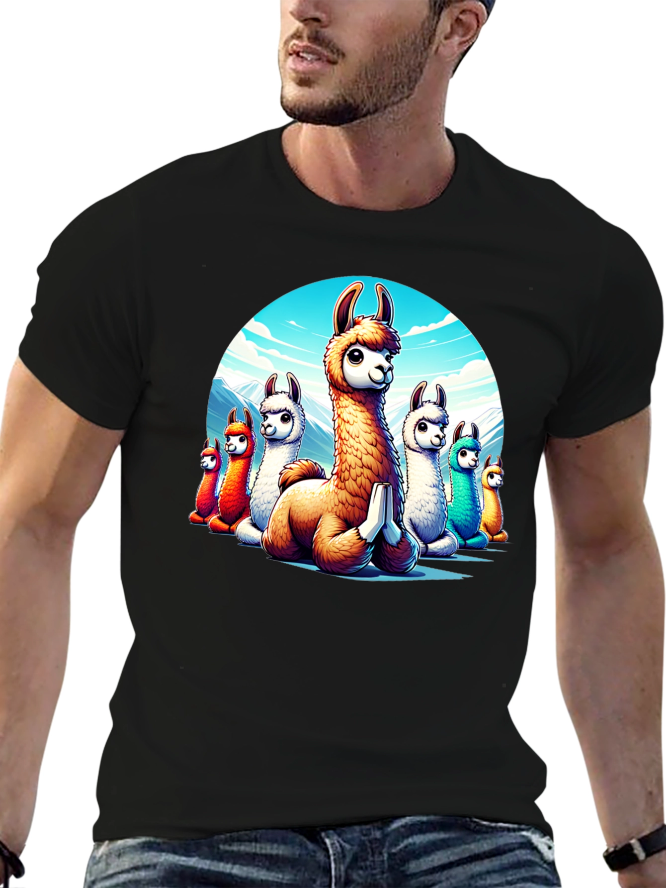 Llama Meditation T-Shirt - Cute Cartoon Alpaca Design