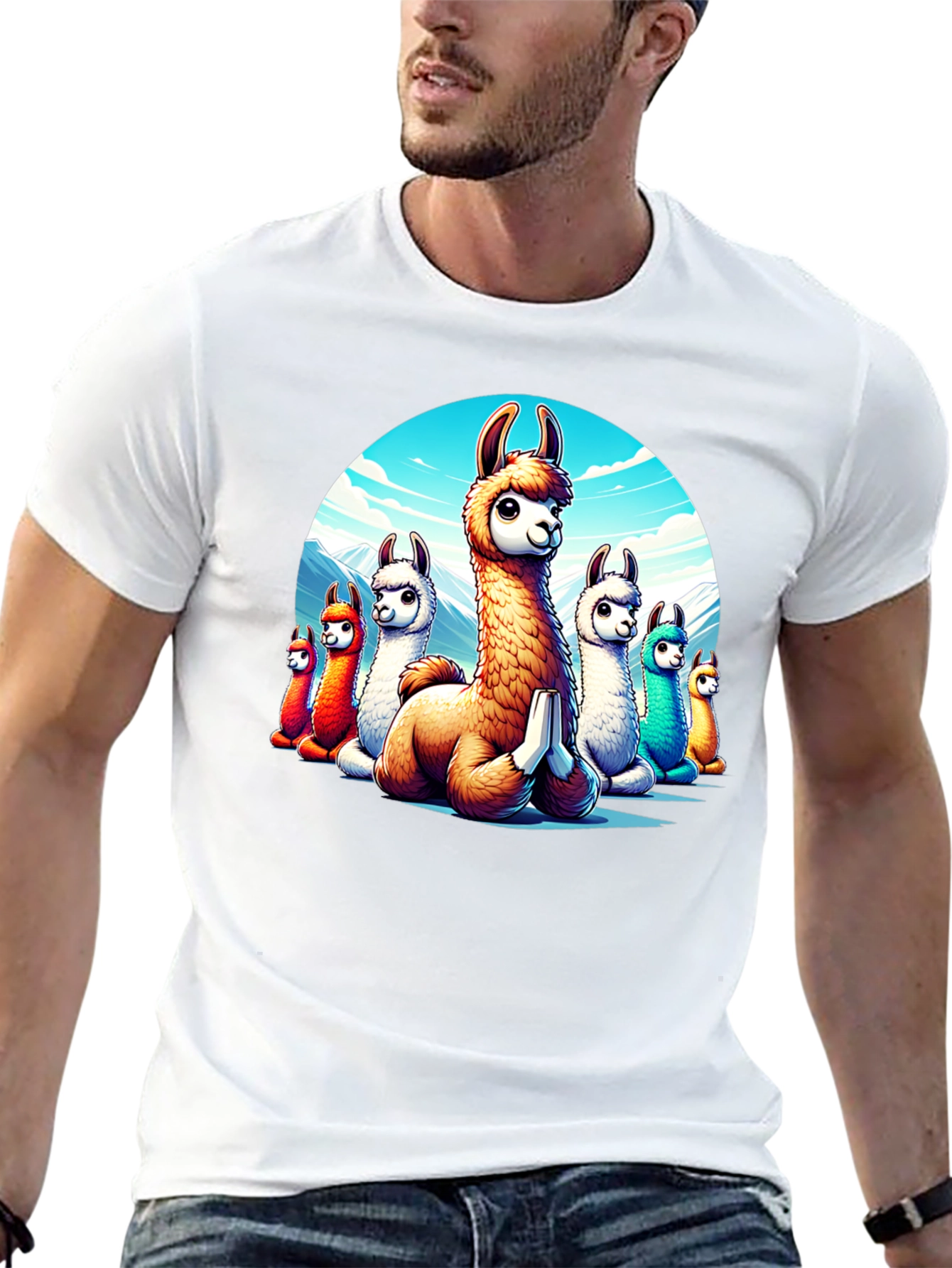 Llama Meditation T-Shirt - Cute Cartoon Alpaca Design