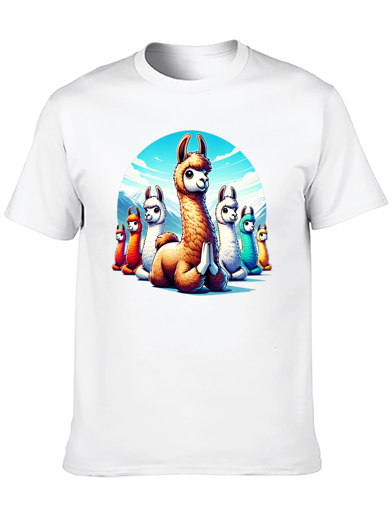 Llama Meditation T-Shirt - Cute Cartoon Alpaca Design