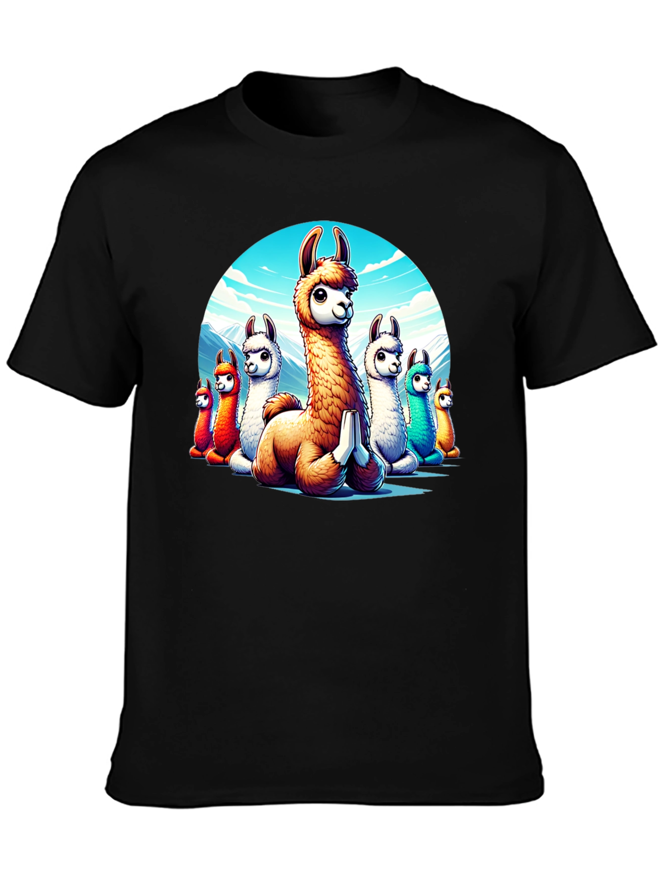 Llama Meditation T-Shirt - Cute Cartoon Alpaca Design