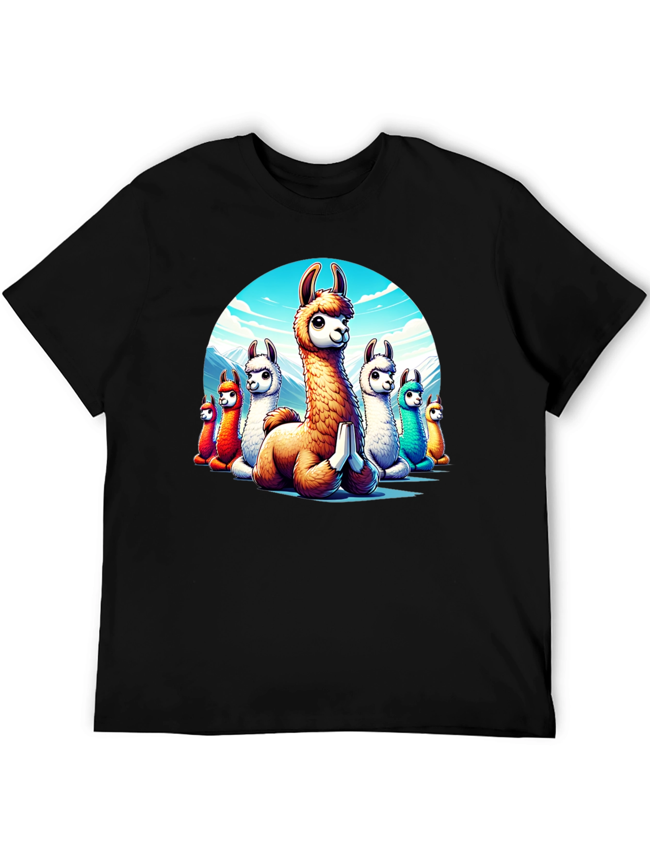 Llama Meditation T-Shirt - Cute Cartoon Alpaca Design
