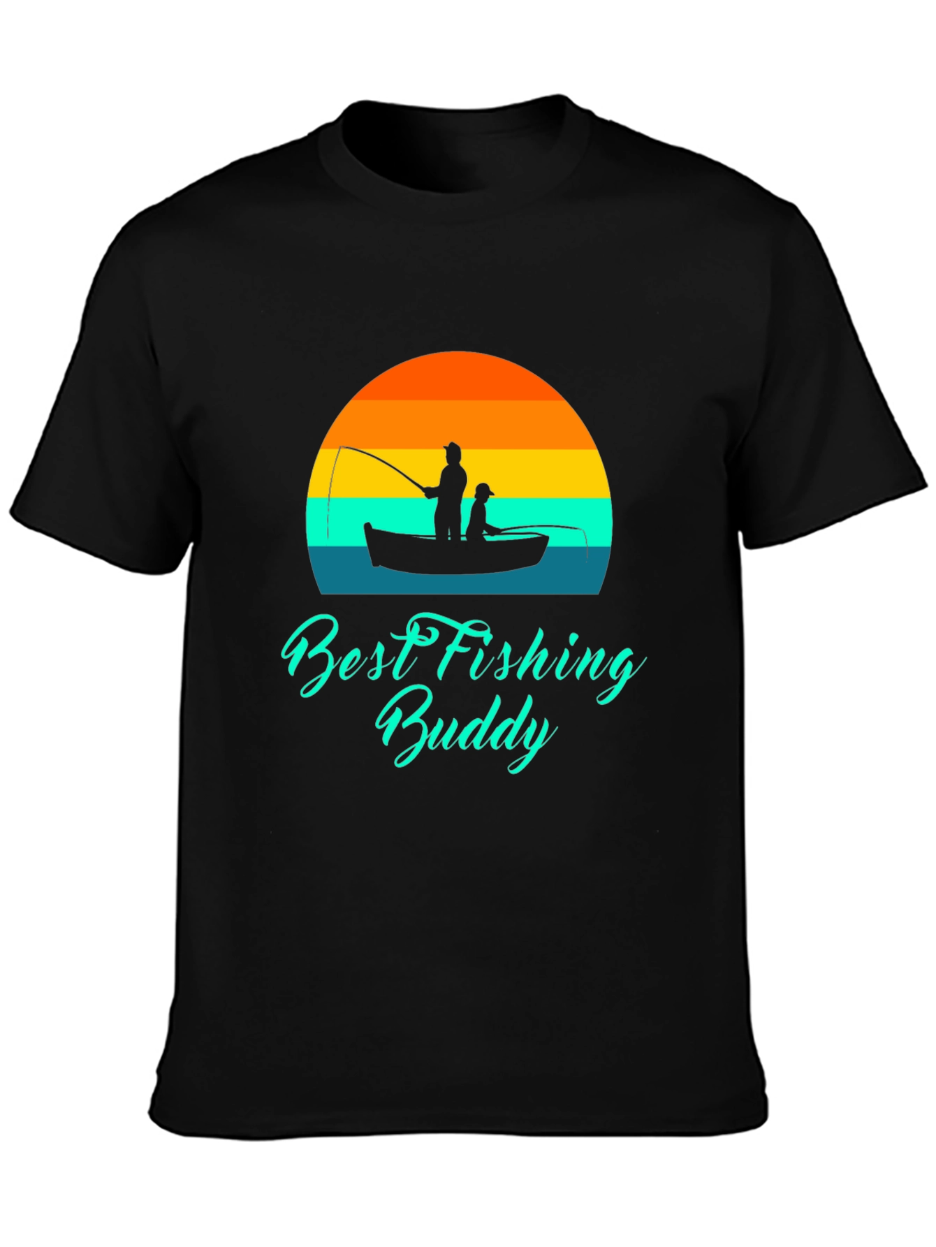 Best Fishing Buddy Graphic Tee - Black Cotton T-Shirt
