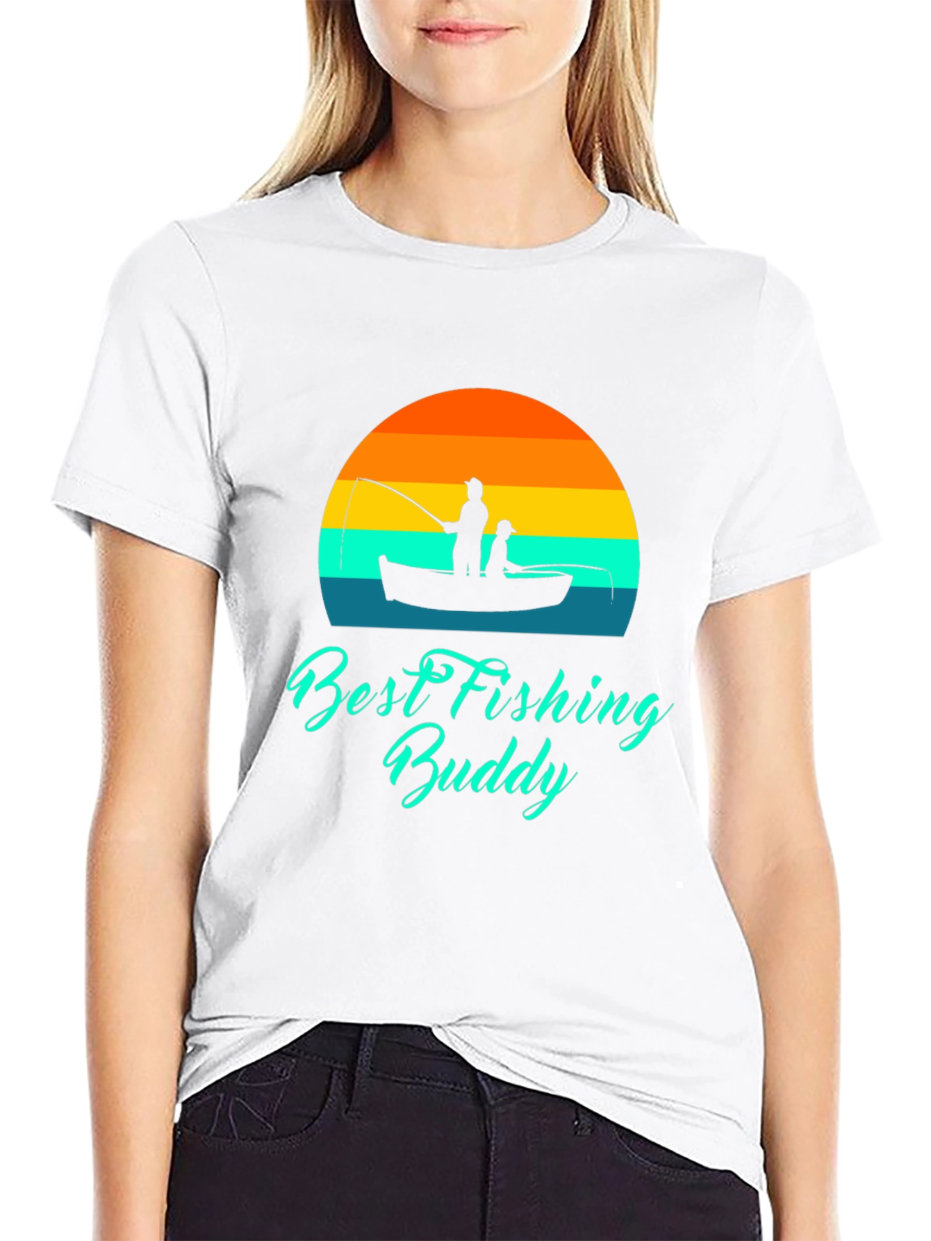 Best Fishing Buddy Graphic Tee - Black Cotton T-Shirt
