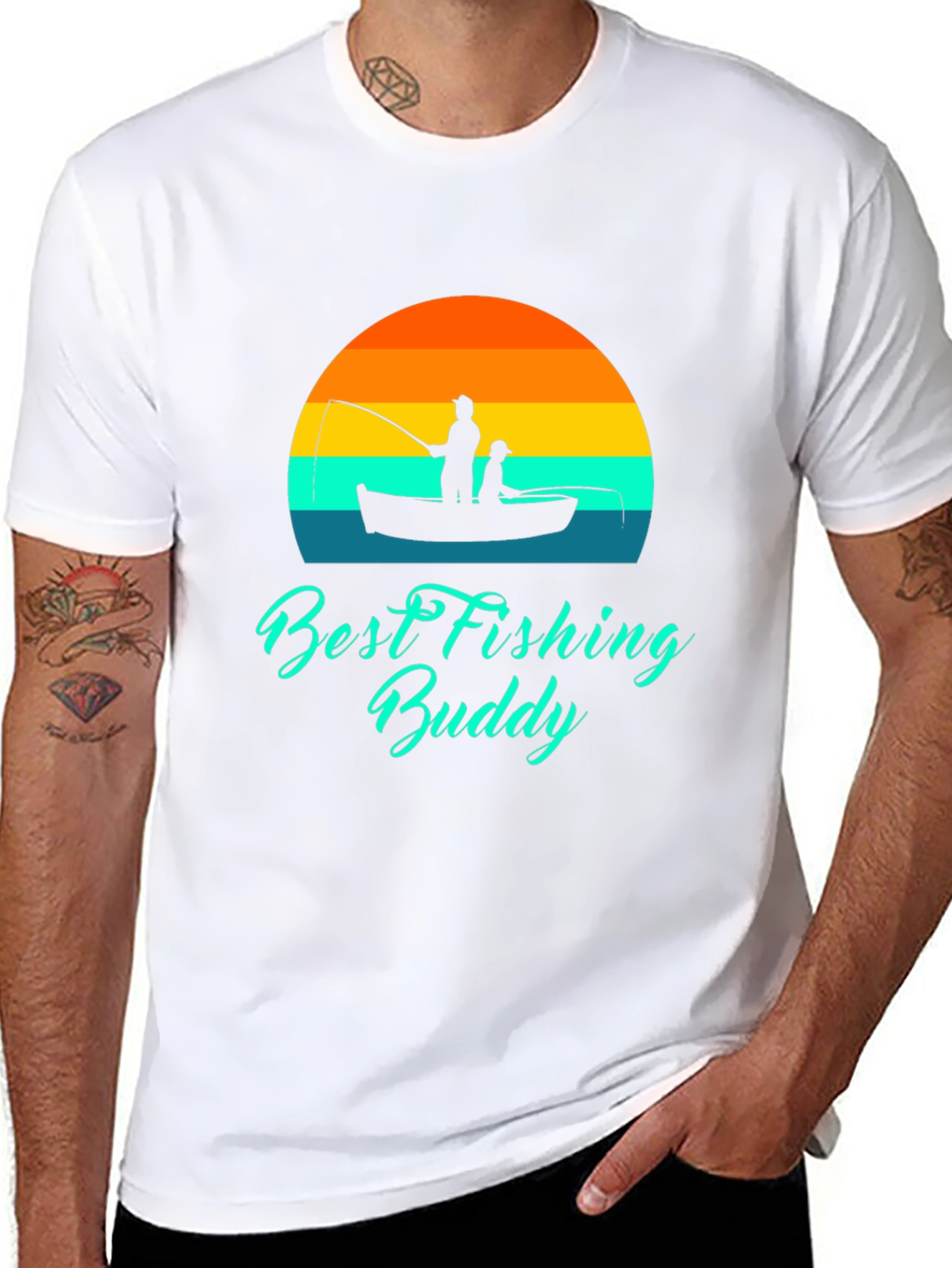 Best Fishing Buddy Graphic Tee - Black Cotton T-Shirt