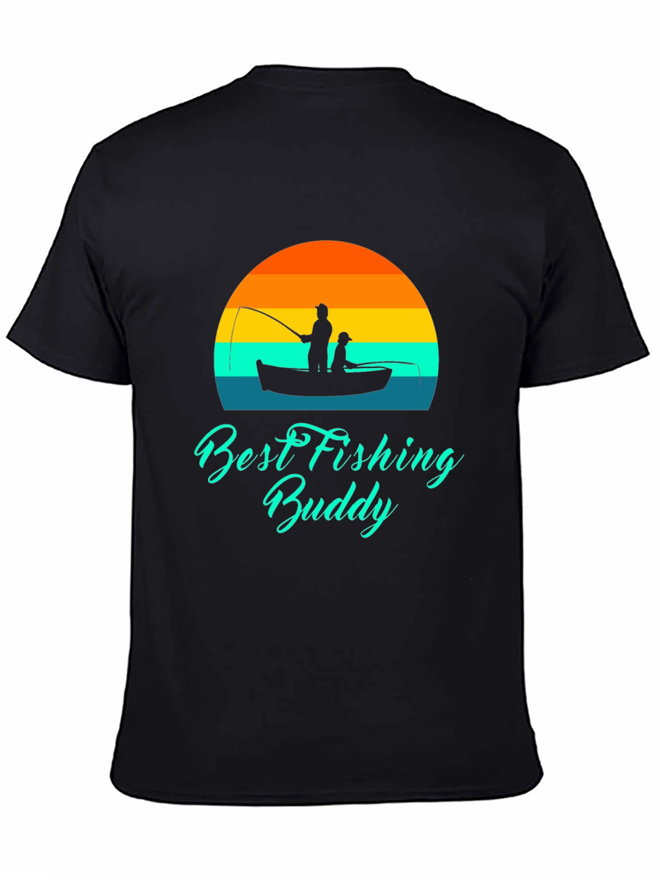 Best Fishing Buddy Graphic Tee - Black Cotton T-Shirt