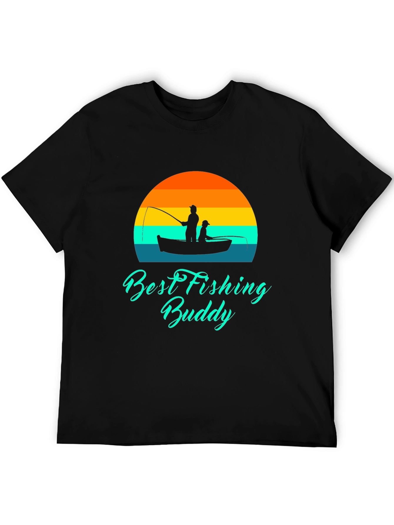 Best Fishing Buddy Graphic Tee - Black Cotton T-Shirt