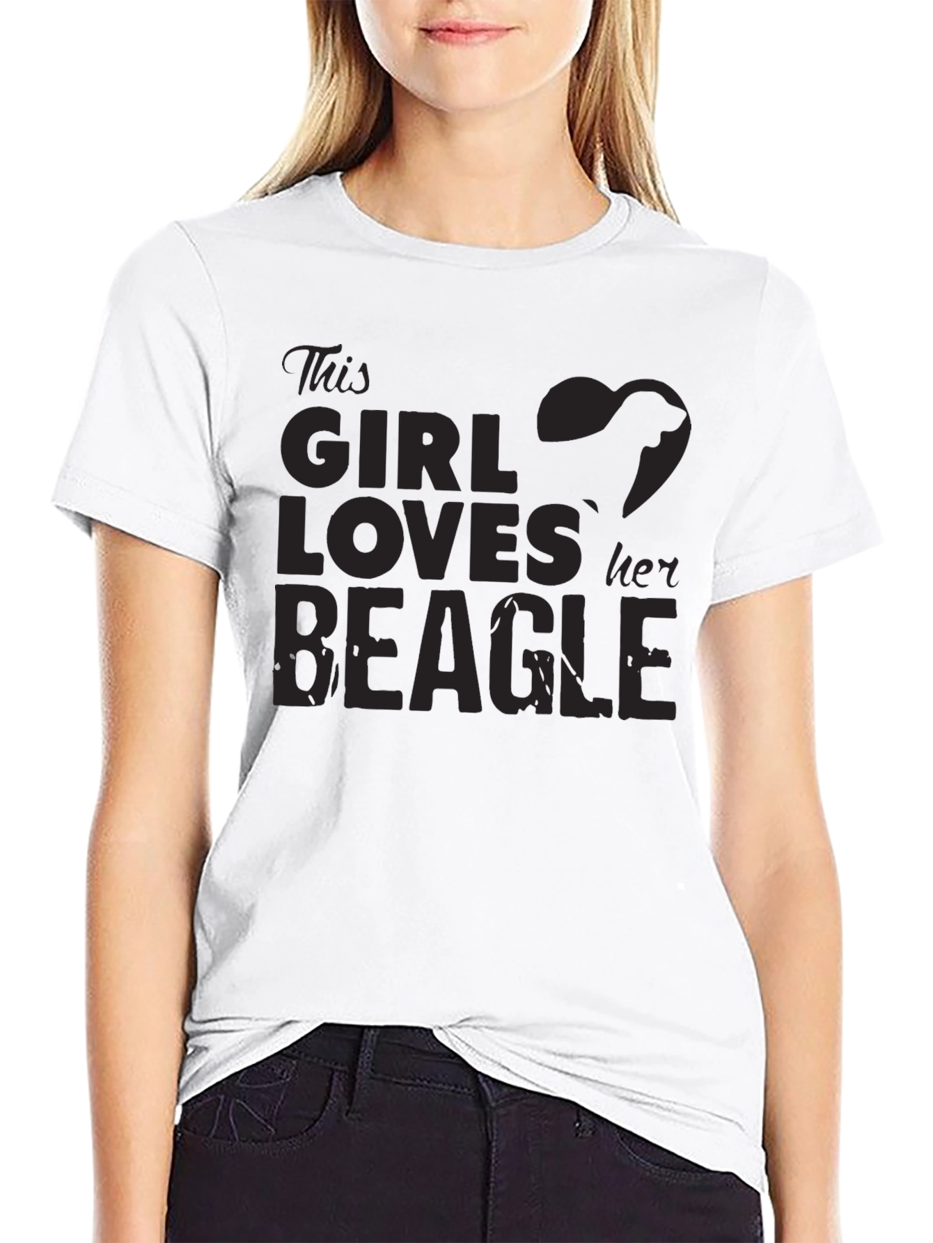 Girl Loves Beagle T-Shirt - Black