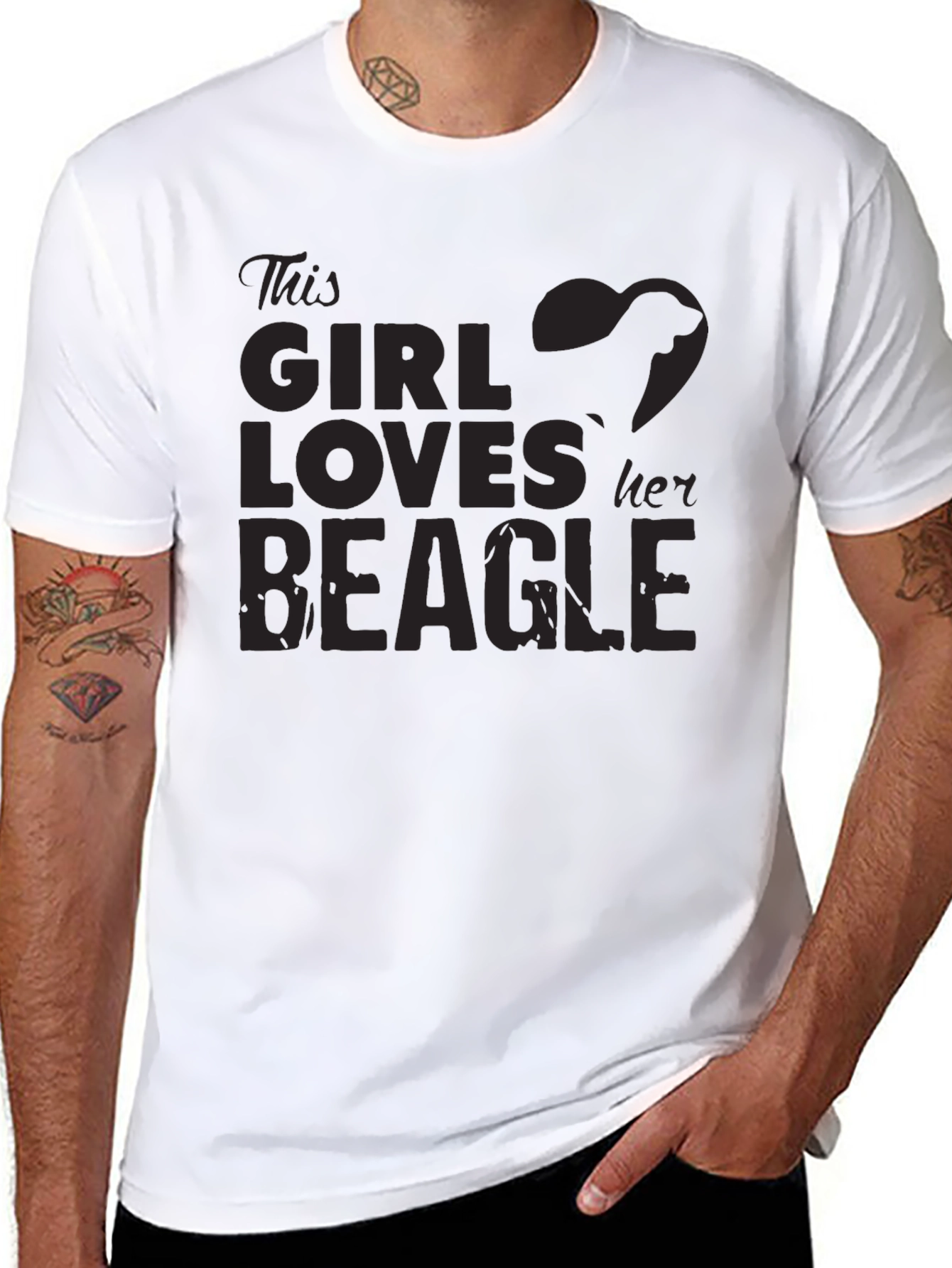 Girl Loves Beagle T-Shirt - Black