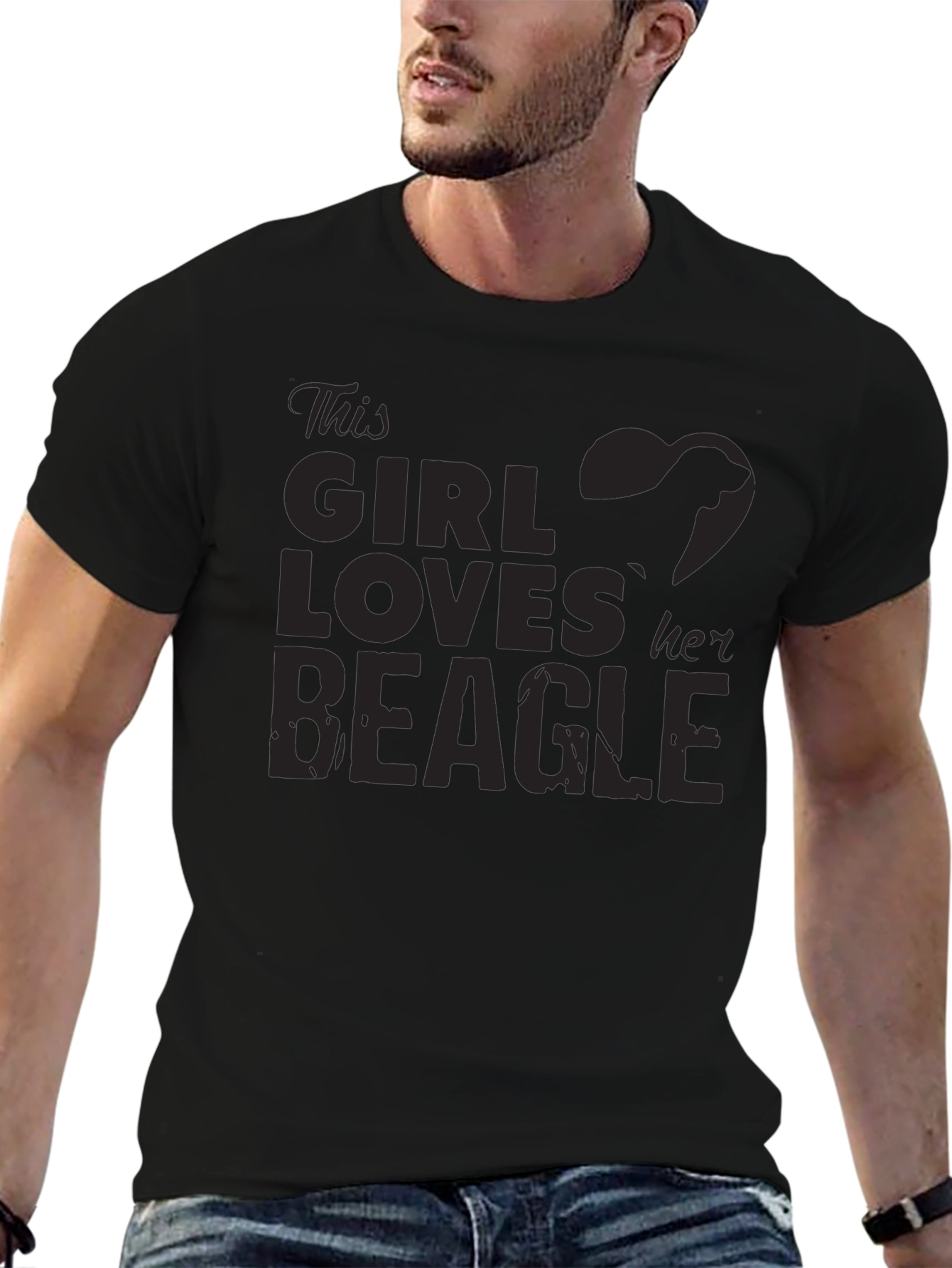Girl Loves Beagle T-Shirt - Black