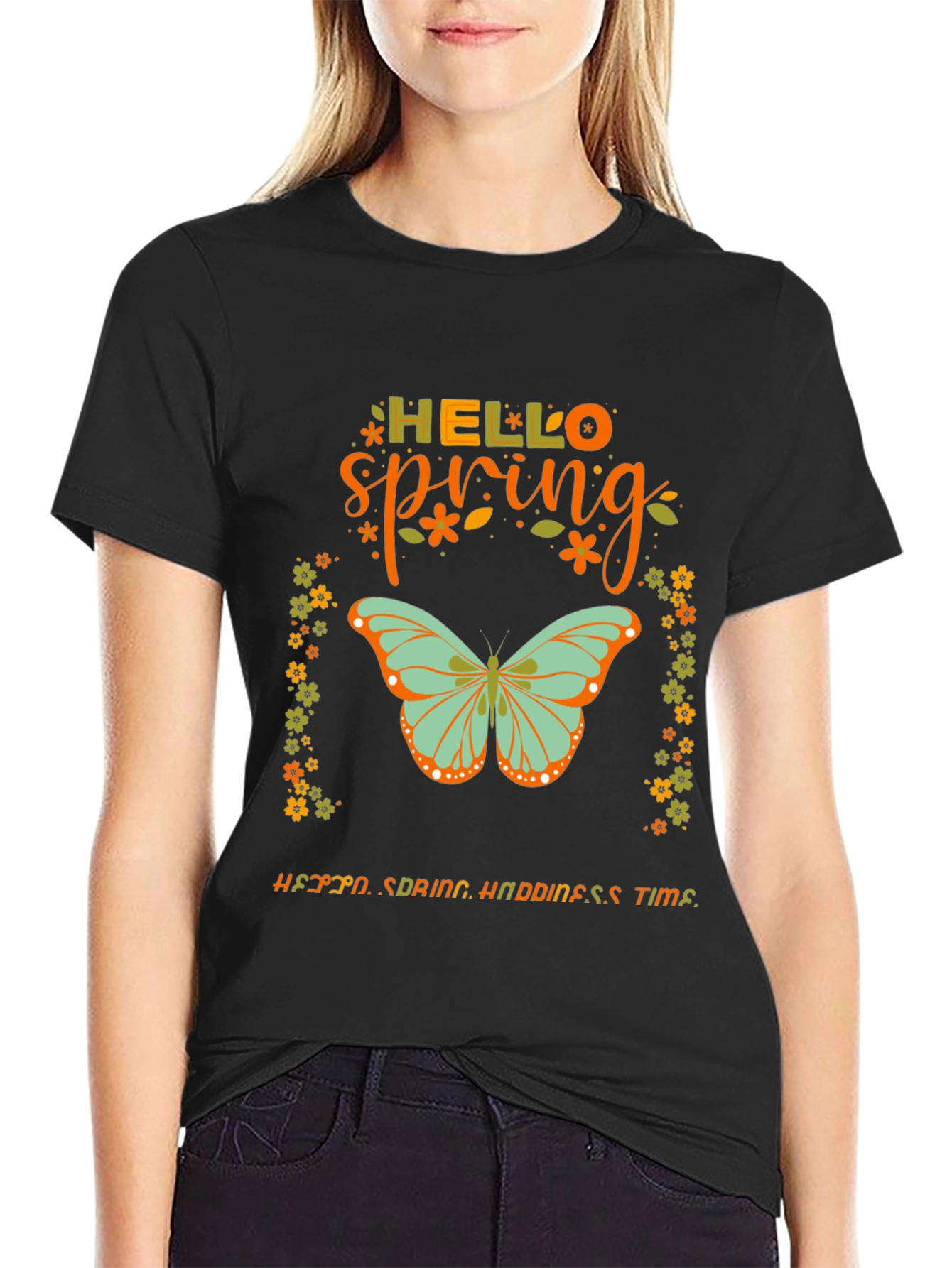 Hello Spring Butterfly Graphic Tee
