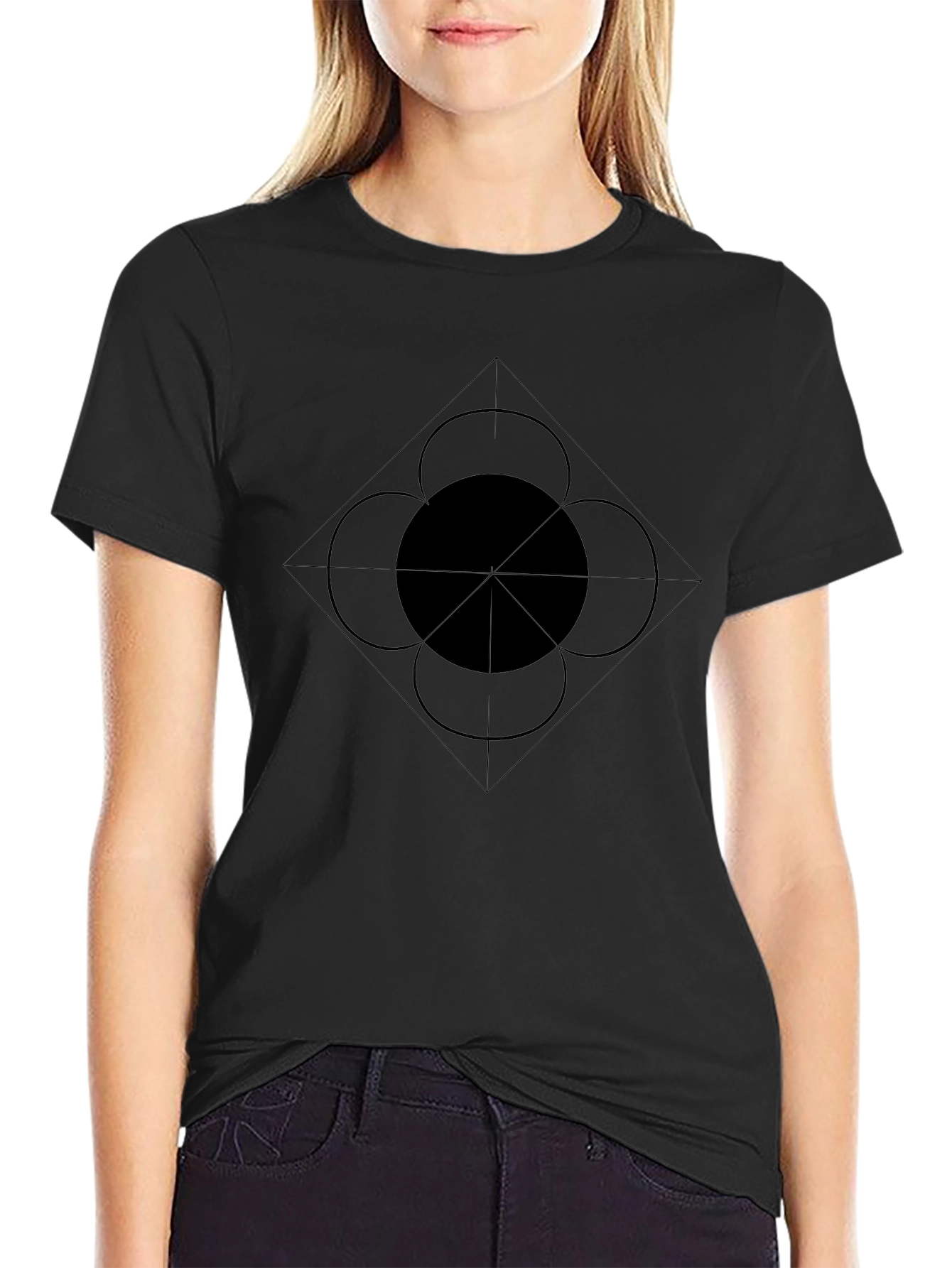 Abstract Geometric Black Graphic Tee