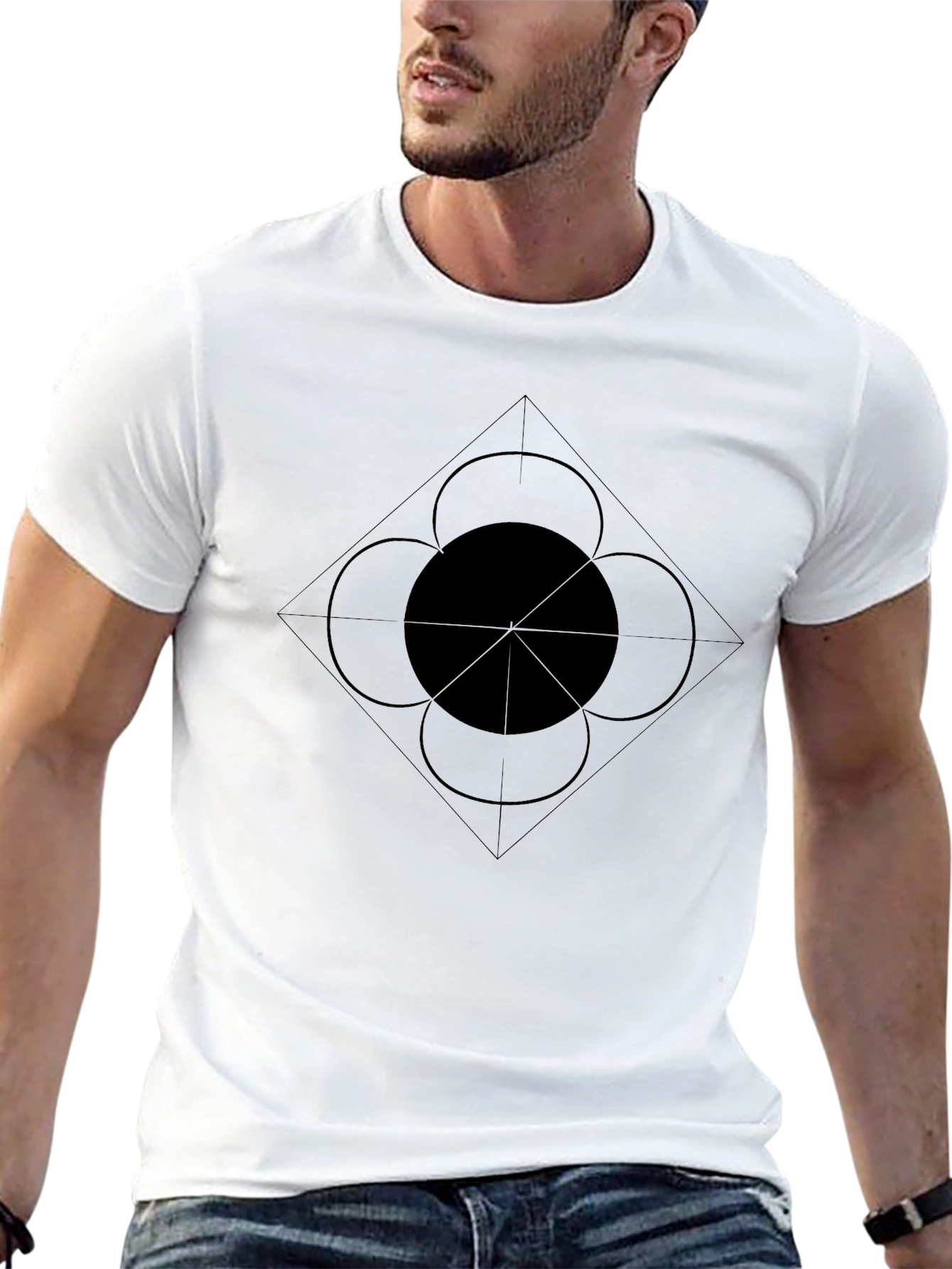 Abstract Geometric Black Graphic Tee