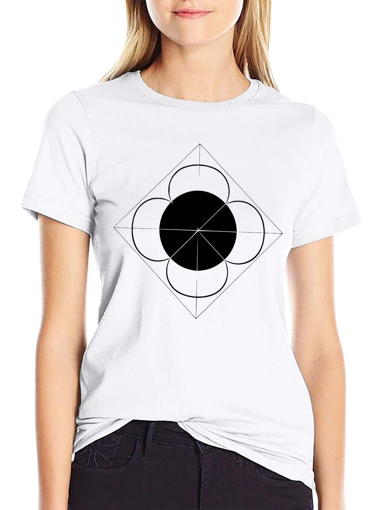 Abstract Geometric Black Graphic Tee