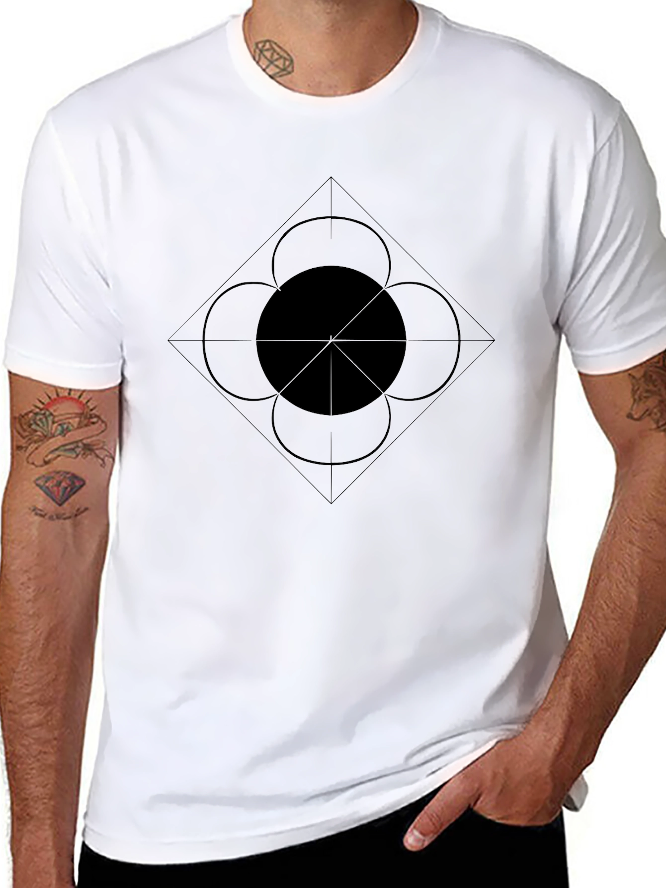 Abstract Geometric Black Graphic Tee