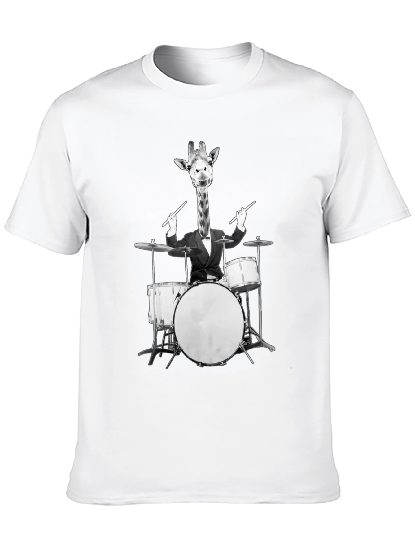 Giraffe Drummer Graphic Tee - Cool Novelty T-Shirt