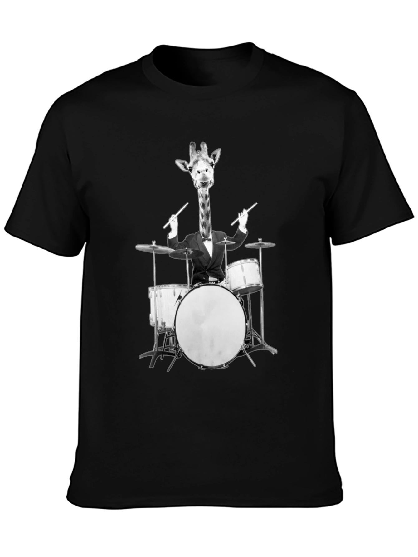 Giraffe Drummer Graphic Tee - Cool Novelty T-Shirt