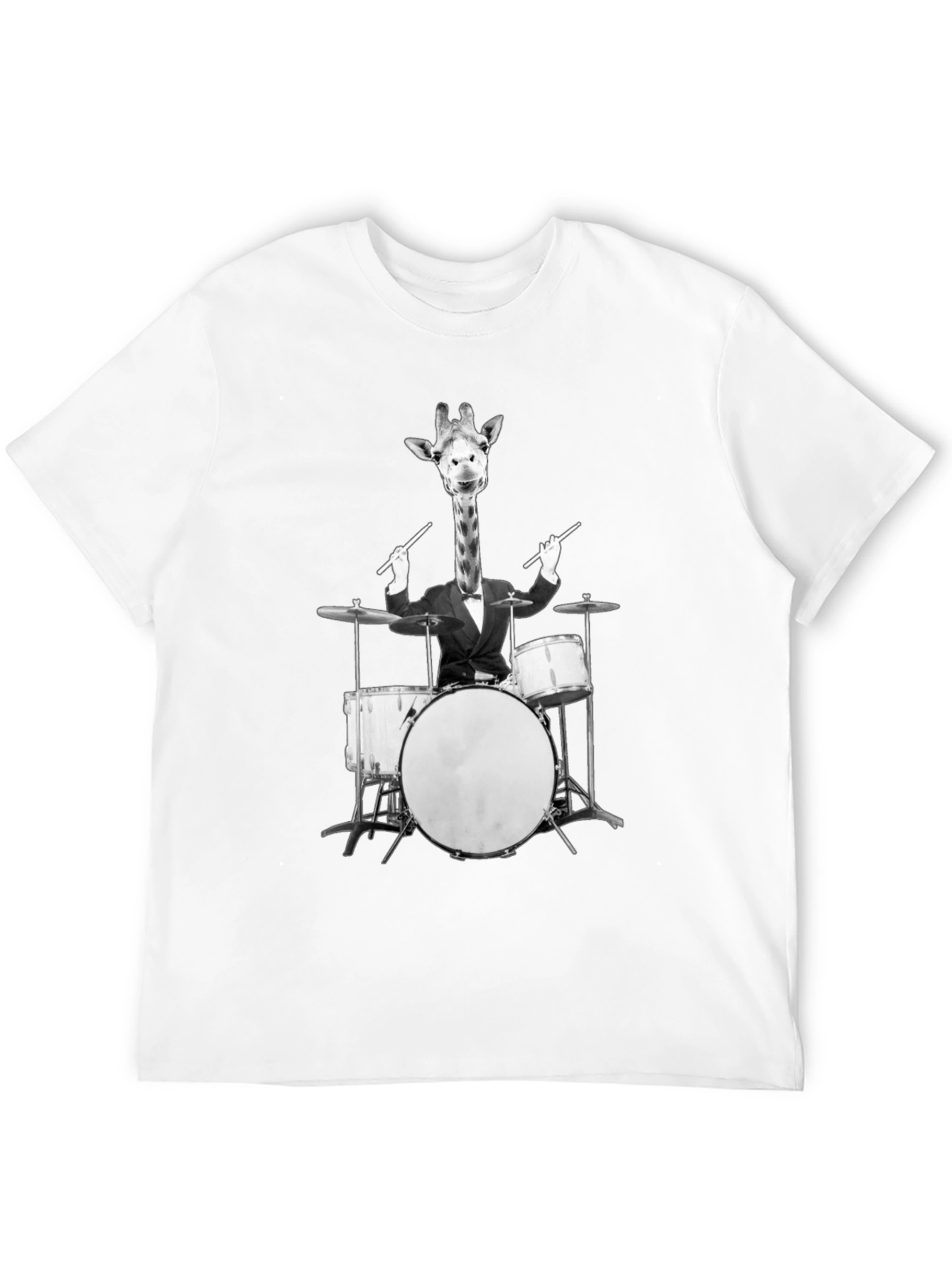 Giraffe Drummer Graphic Tee - Cool Novelty T-Shirt