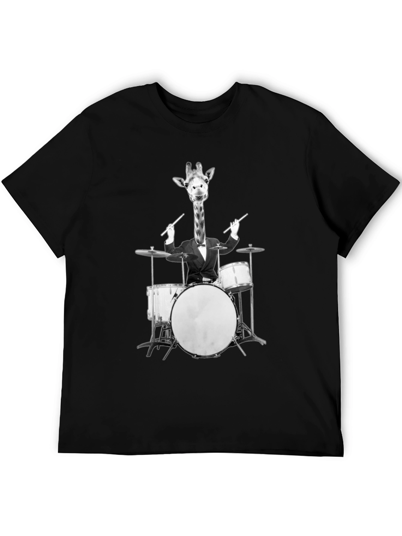 Giraffe Drummer Graphic Tee - Cool Novelty T-Shirt
