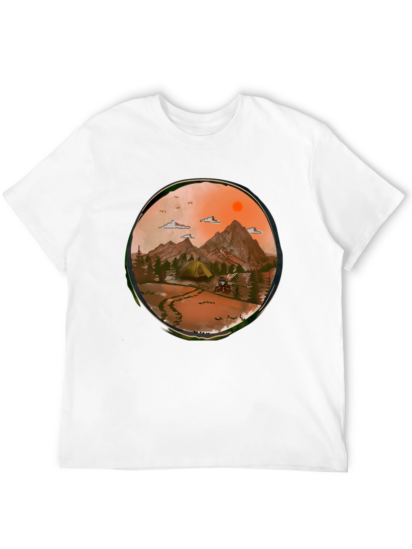 Adventure Awaits Graphic Tee - Camping Scene T-Shirt