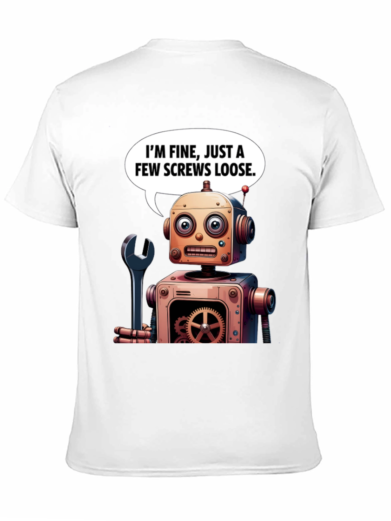 Funny Robot Screws Loose Graphic T-Shirt