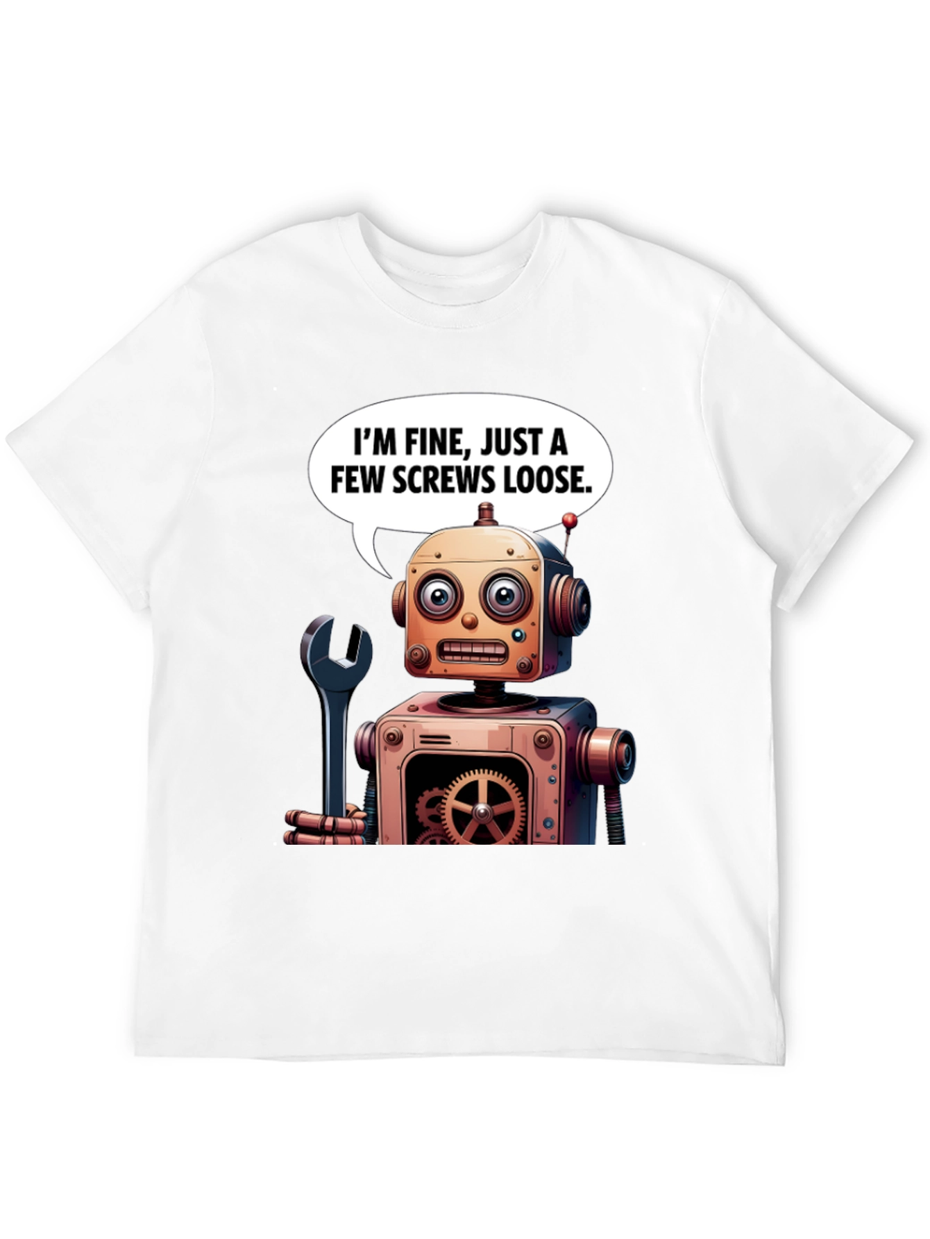 Funny Robot Screws Loose Graphic T-Shirt
