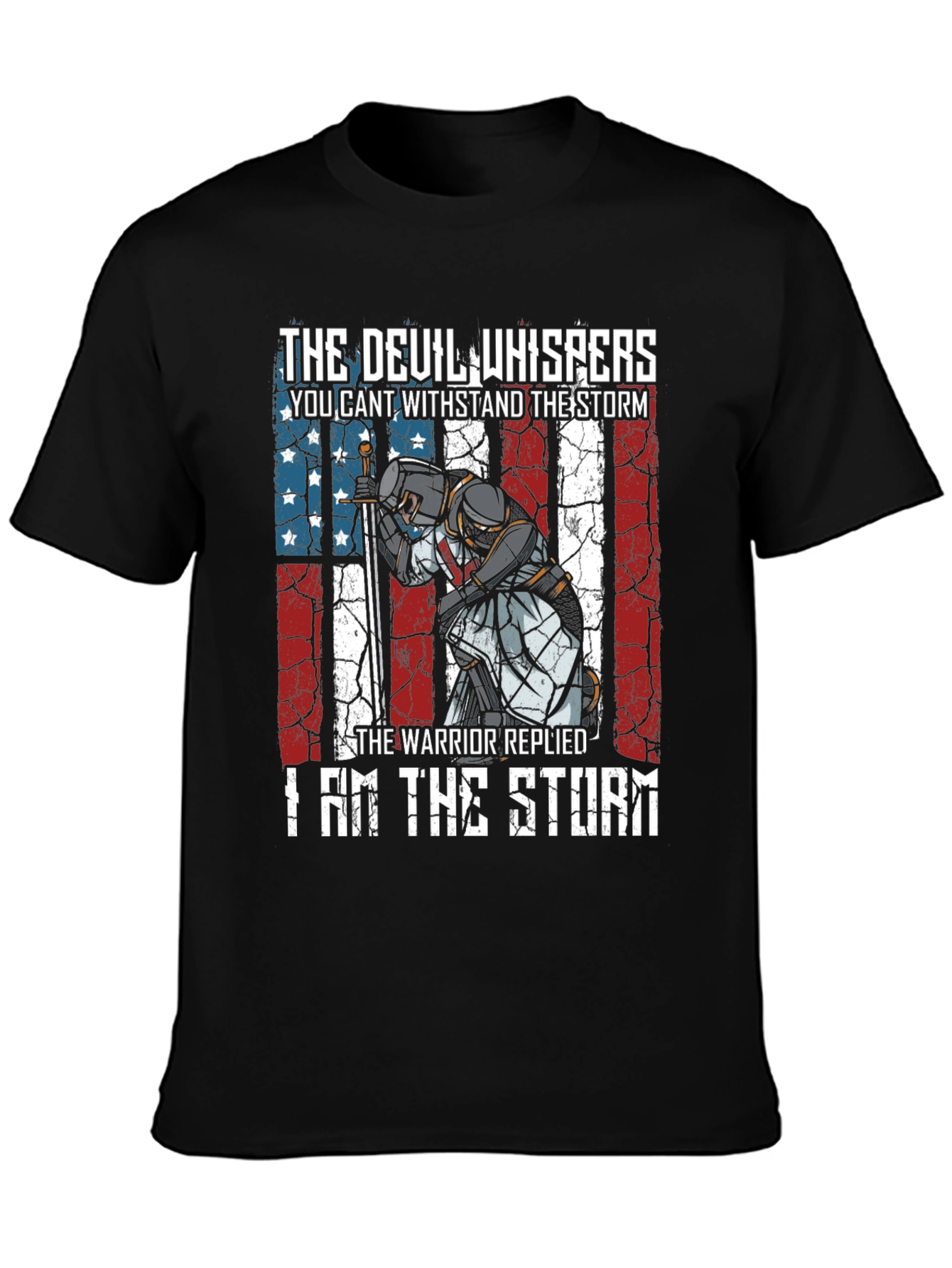 Warrior Storm T-Shirt - Patriotic Knight Design