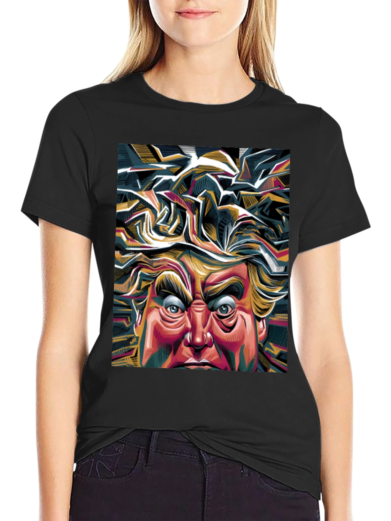 Abstract Trump Graphic Tee - Bold Political Statement