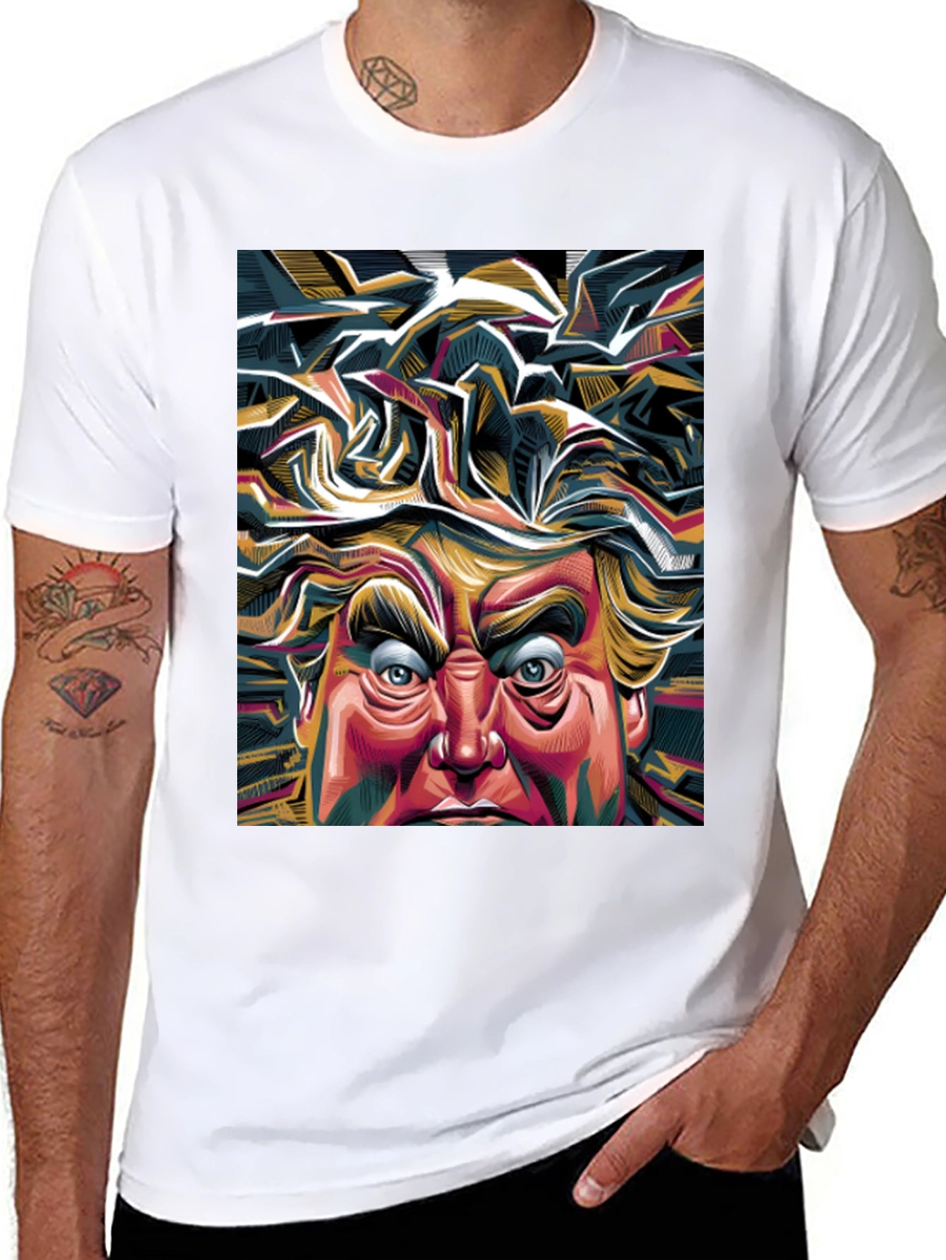 Abstract Trump Graphic Tee - Bold Political Statement