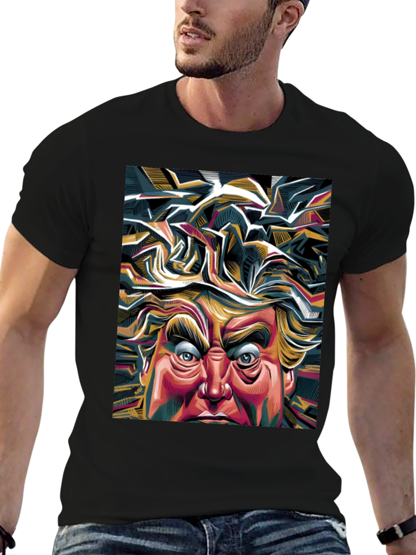 Abstract Trump Graphic Tee - Bold Political Statement