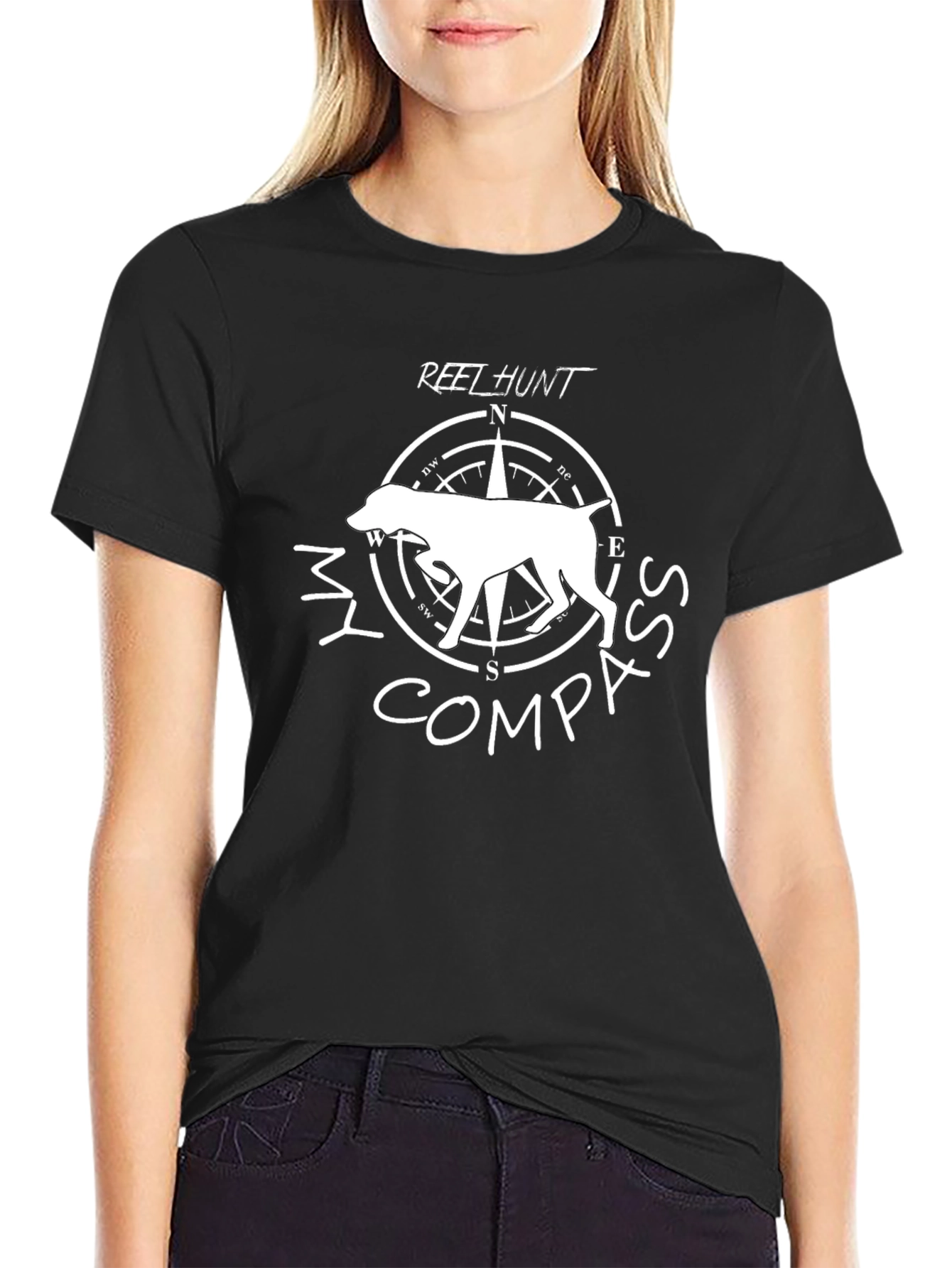 Hunting Dog Compass T-Shirt – Outdoor Hunter Dog Lover Graphic Tee