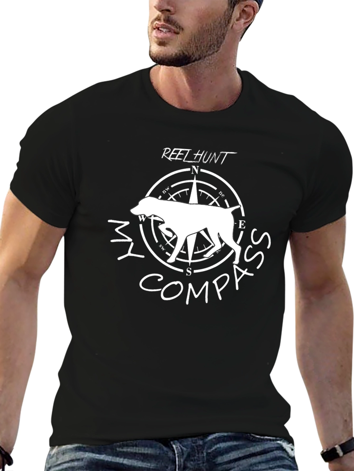 Hunting Dog Compass T-Shirt – Outdoor Hunter Dog Lover Graphic Tee