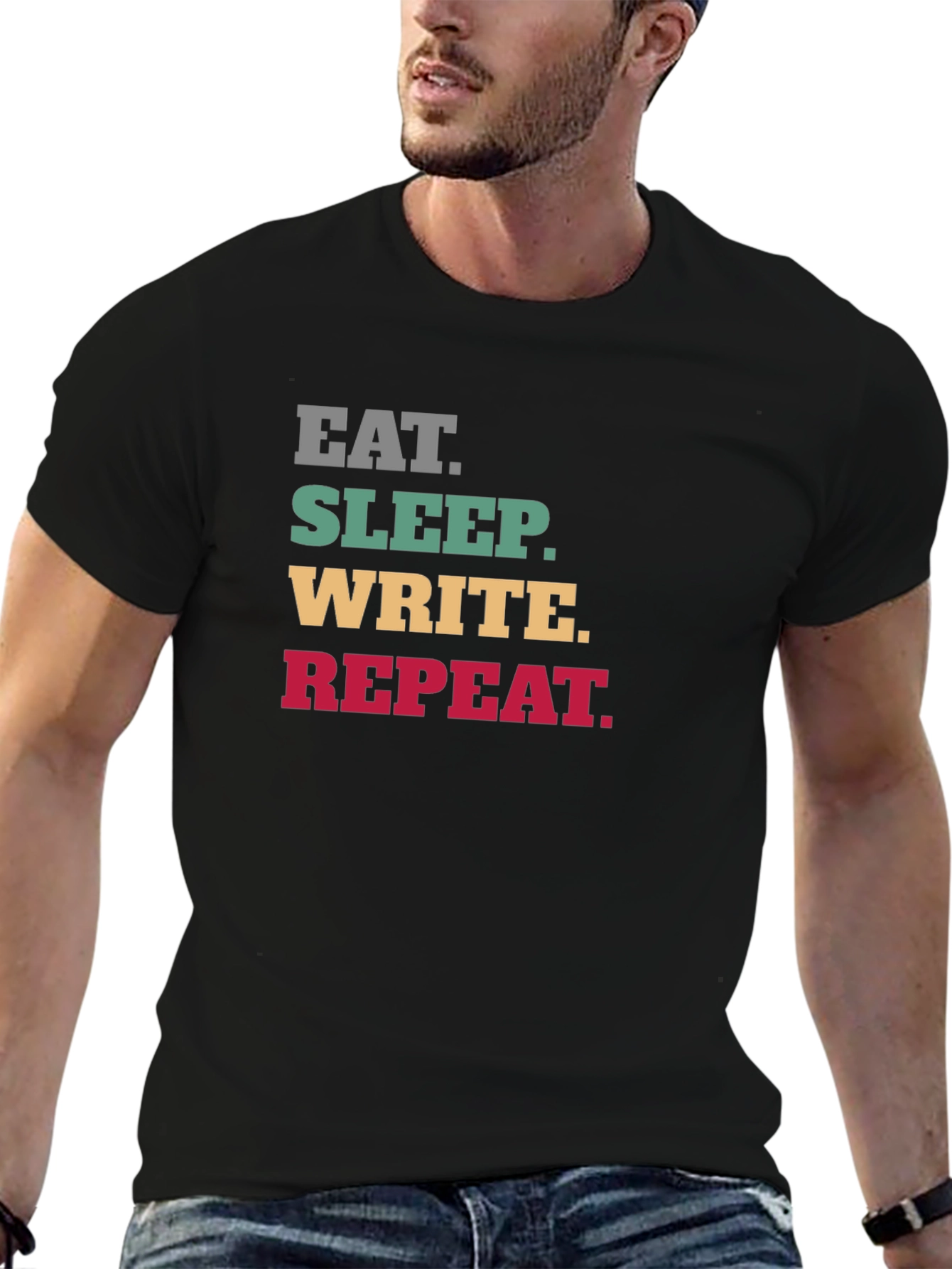 Eat Sleep Write Repeat Black Graphic Tee