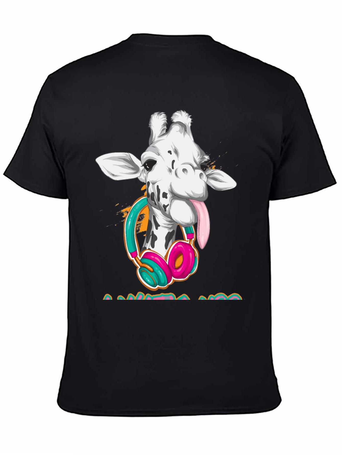 Giraffe DJ Black T-Shirt - Funny Animal Tee