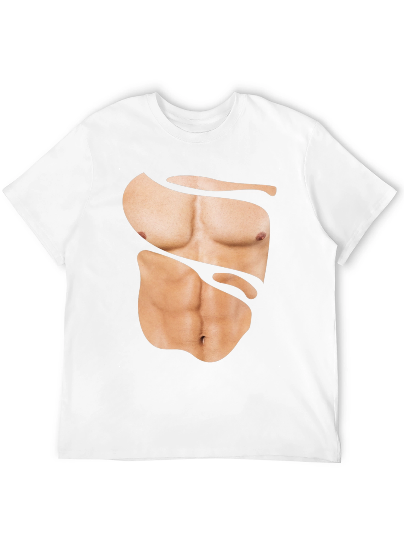 Funny Muscle Print T-Shirt - Abs Illusion Black Tee