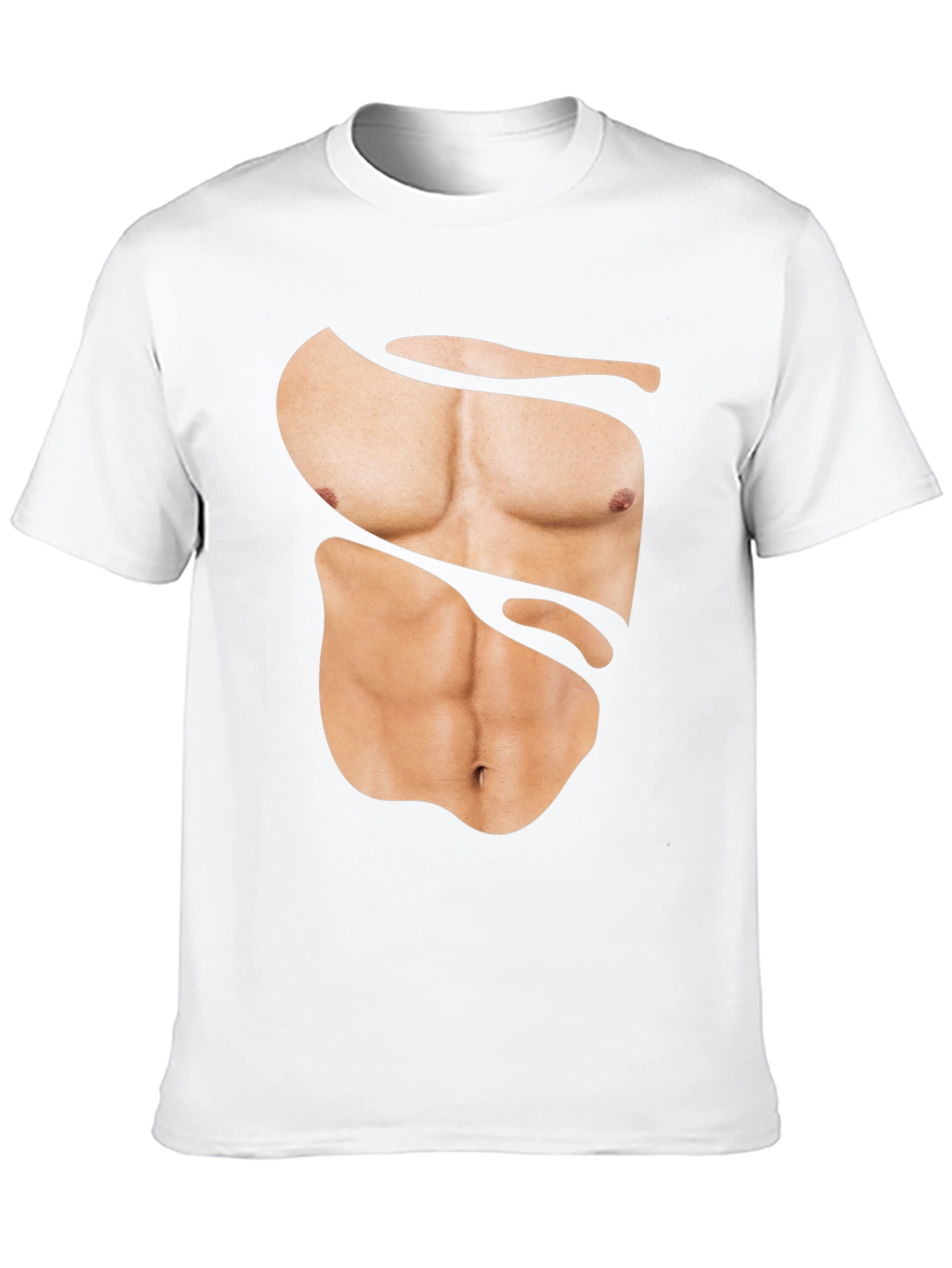 Funny Muscle Print T-Shirt - Abs Illusion Black Tee