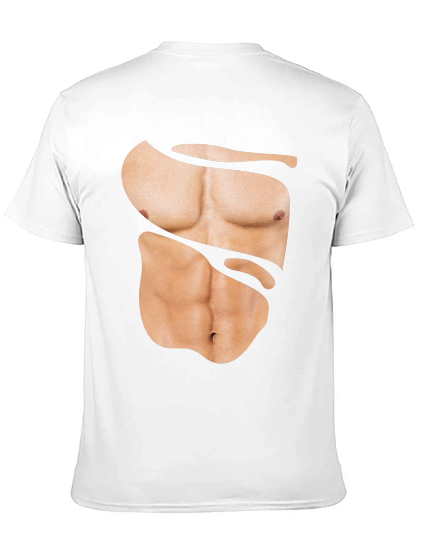 Funny Muscle Print T-Shirt - Abs Illusion Black Tee
