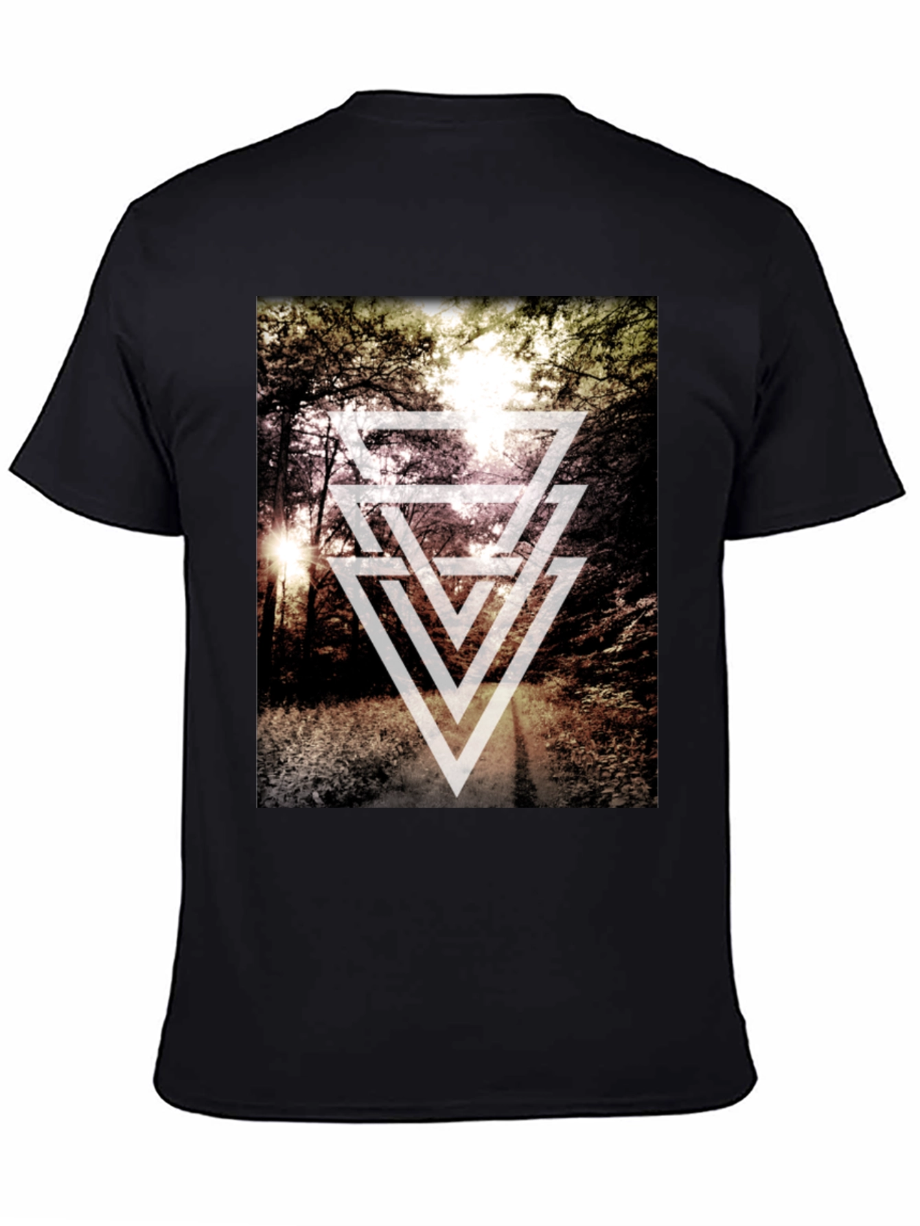 Geometric Forest Print T-Shirt - Modern Style