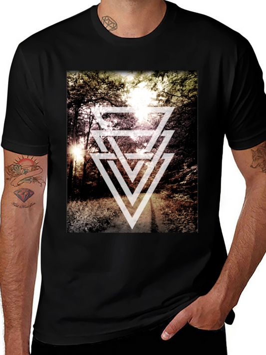 Geometric Forest Print T-Shirt - Modern Style