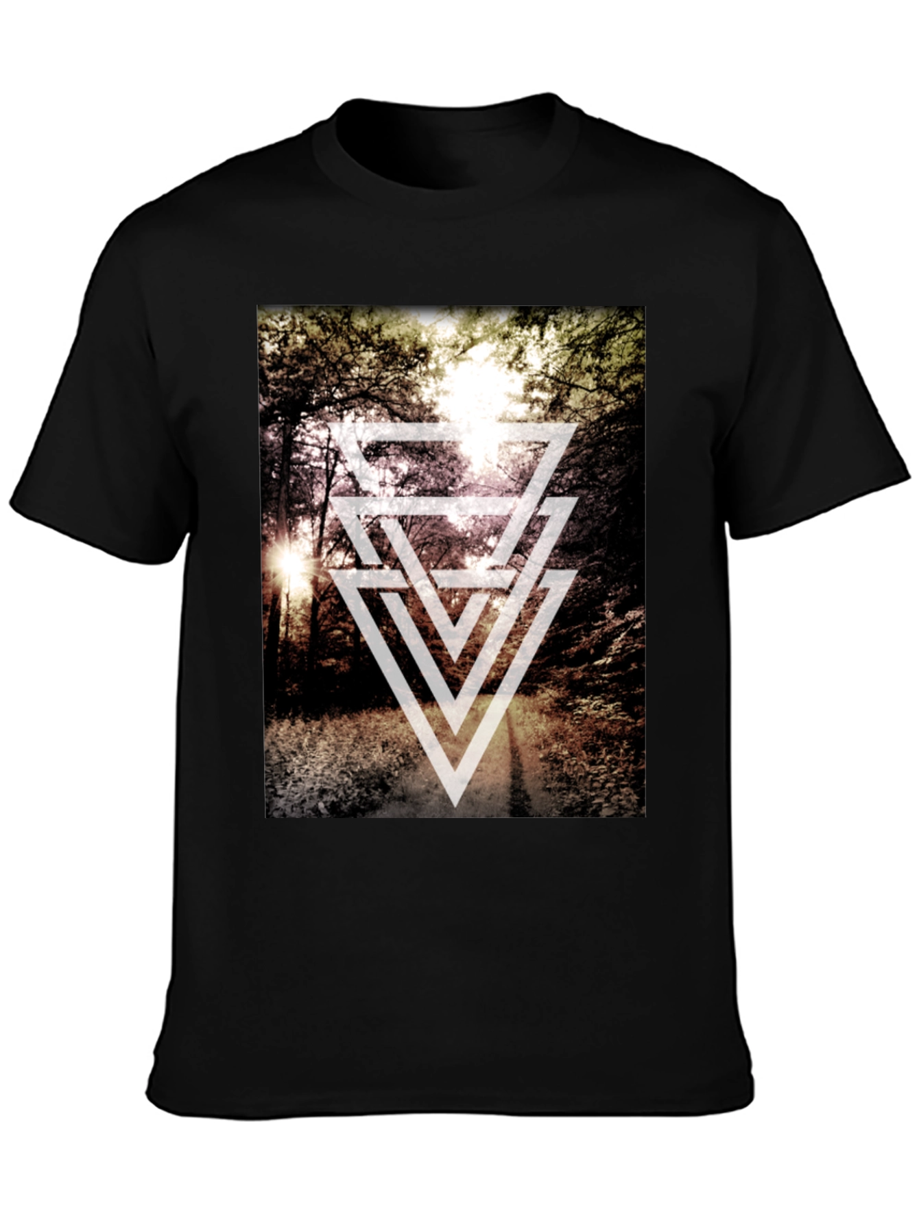 Geometric Forest Print T-Shirt - Modern Style