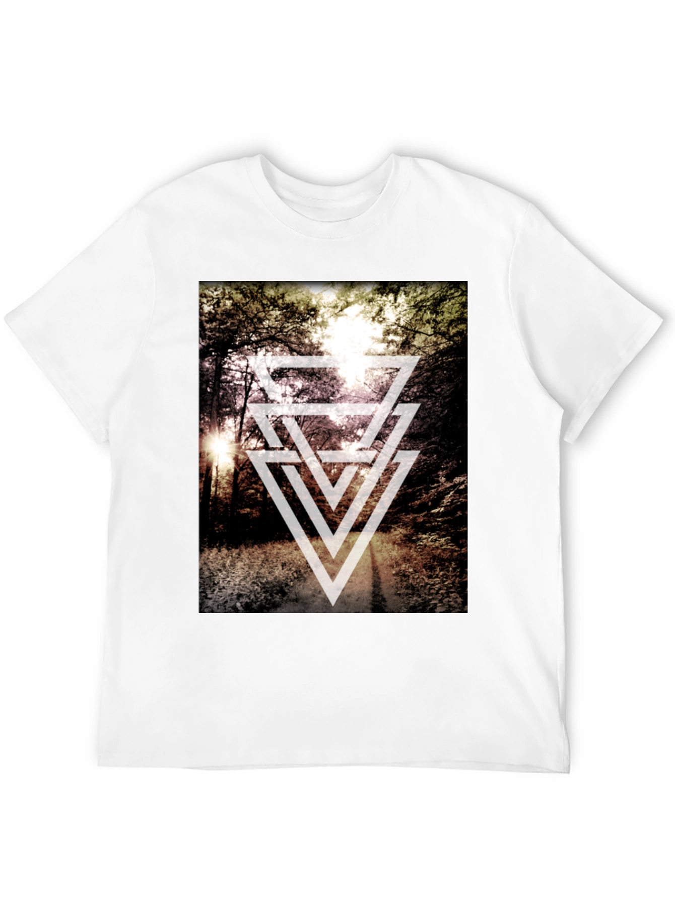 Geometric Forest Print T-Shirt - Modern Style