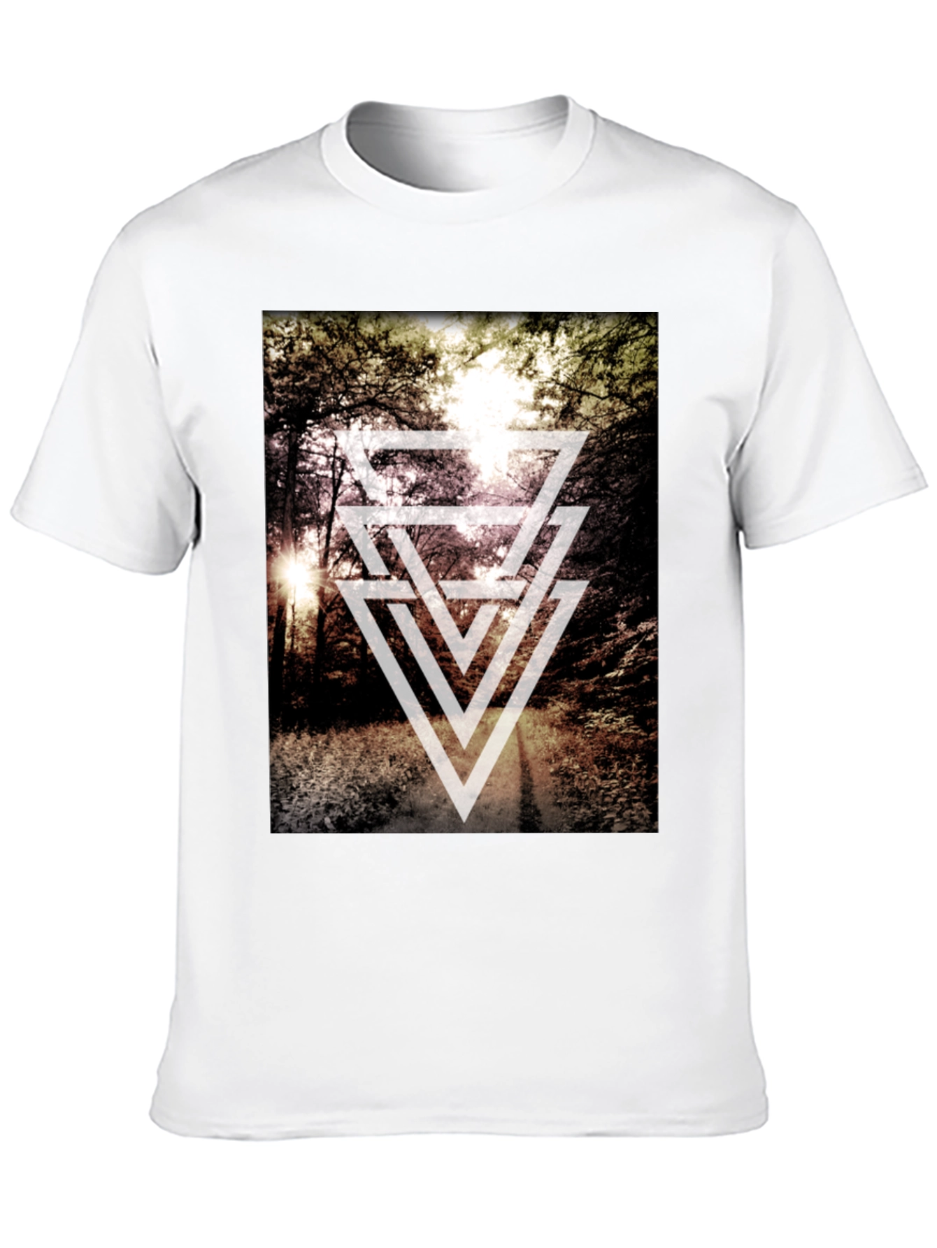 Geometric Forest Print T-Shirt - Modern Style