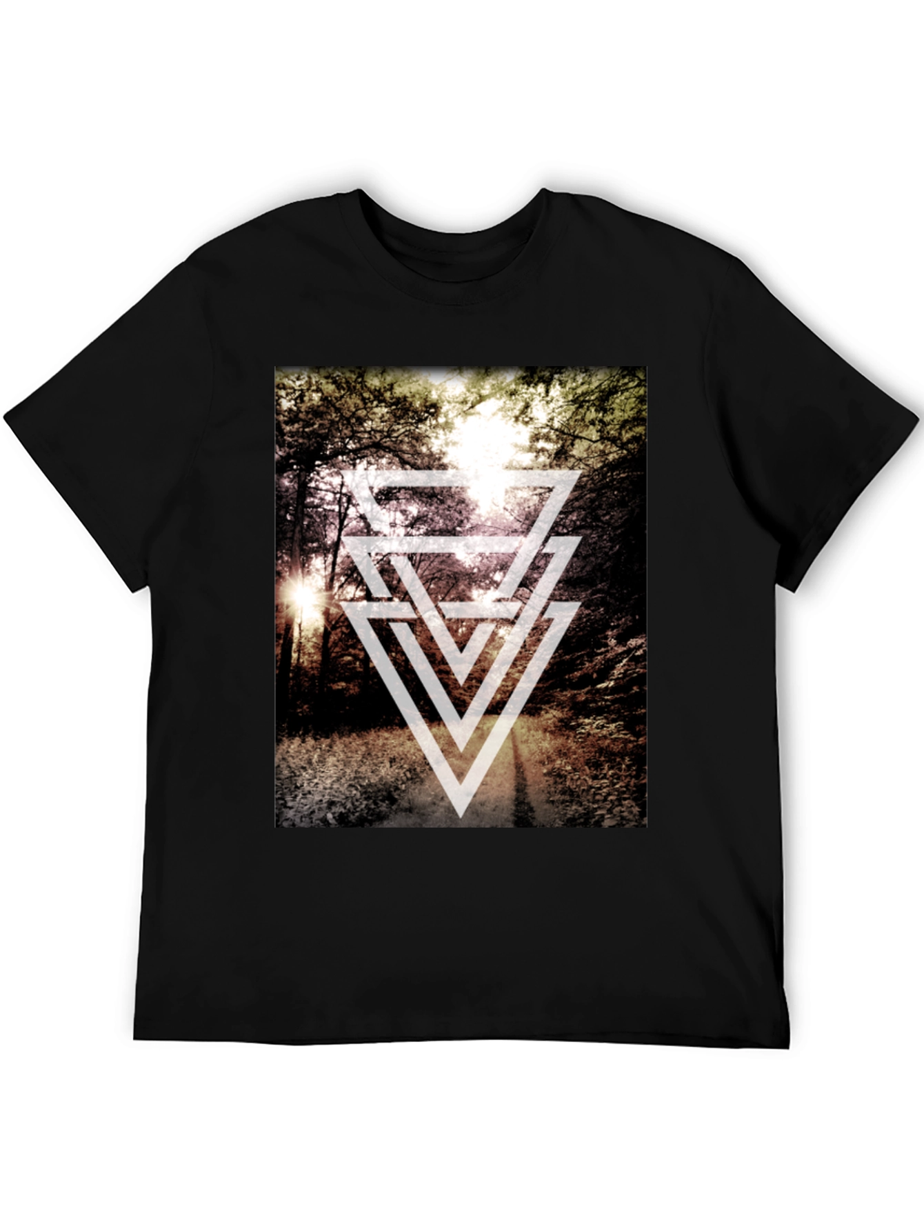 Geometric Forest Print T-Shirt - Modern Style